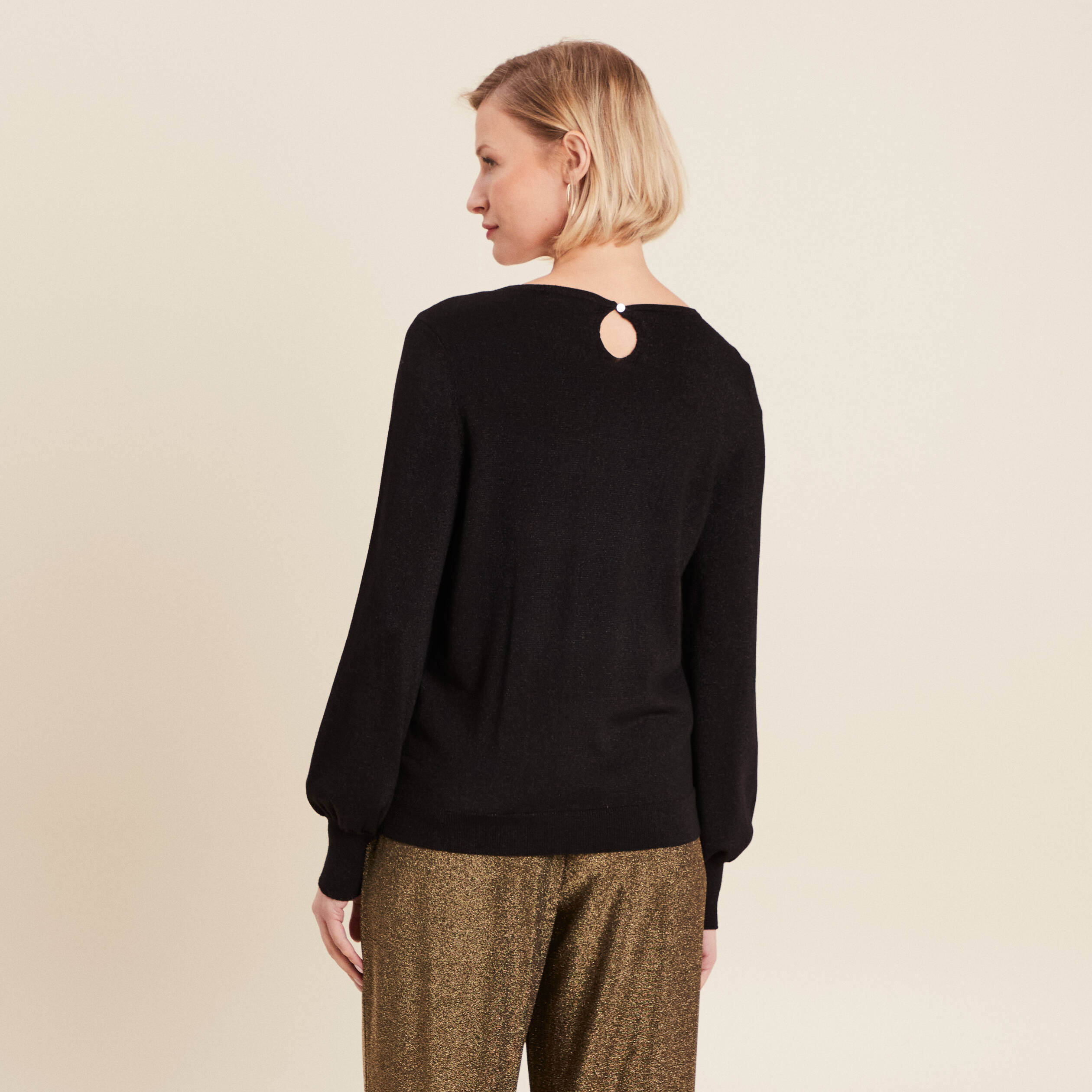 Pull manches longues noir femme Bréal