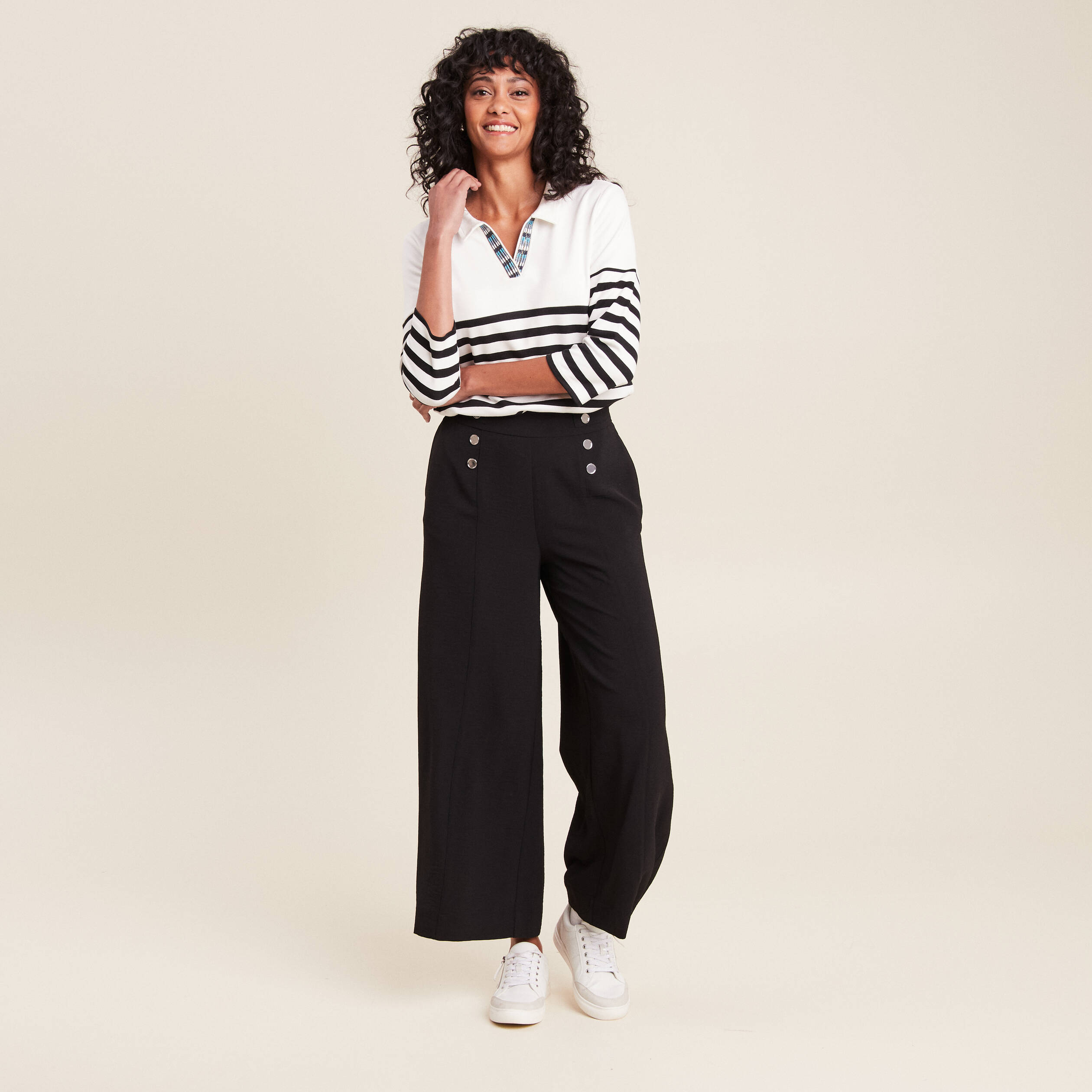 Pantalon carotte fluide 7 8eme noir femme Breal
