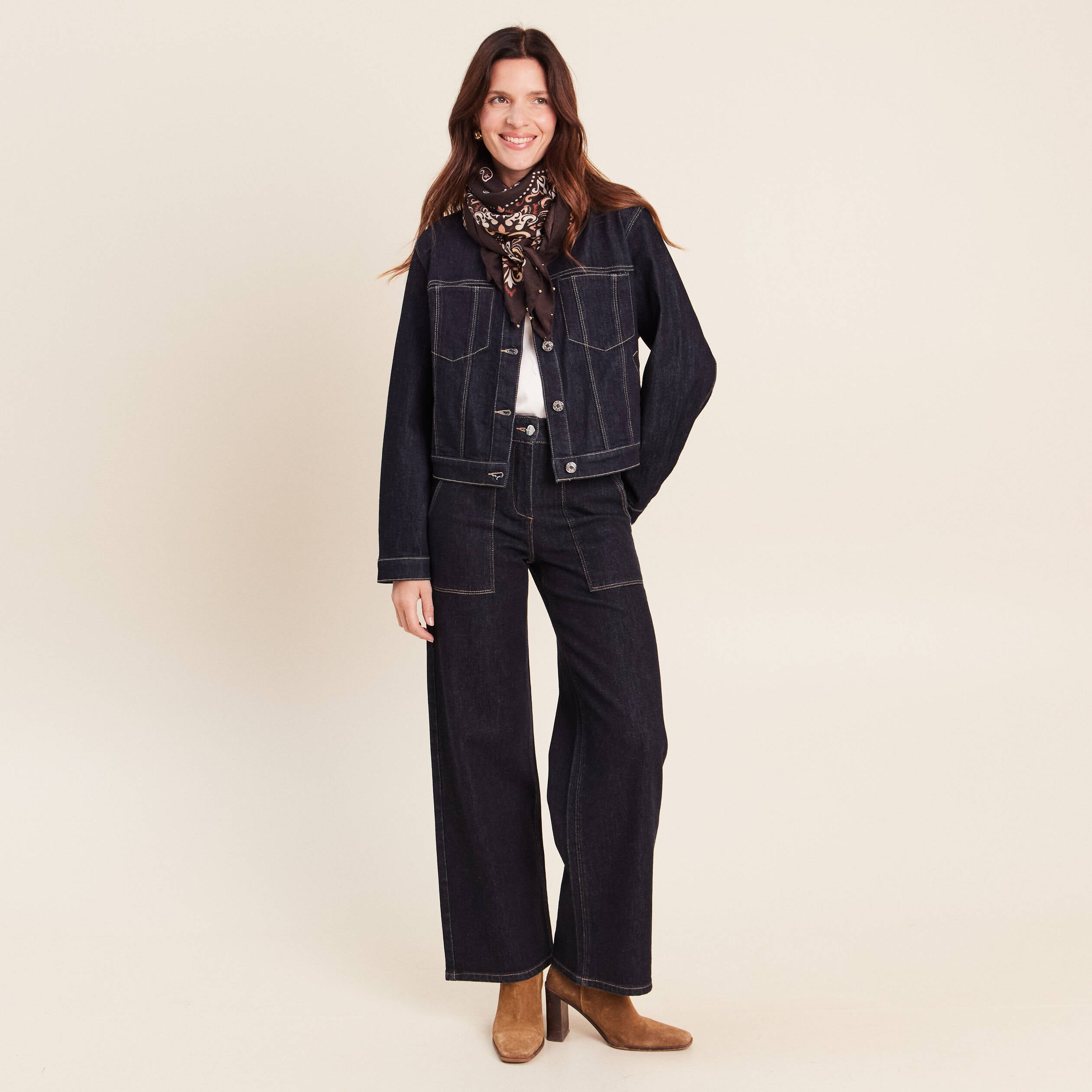 Jean taille haute denim brut femme