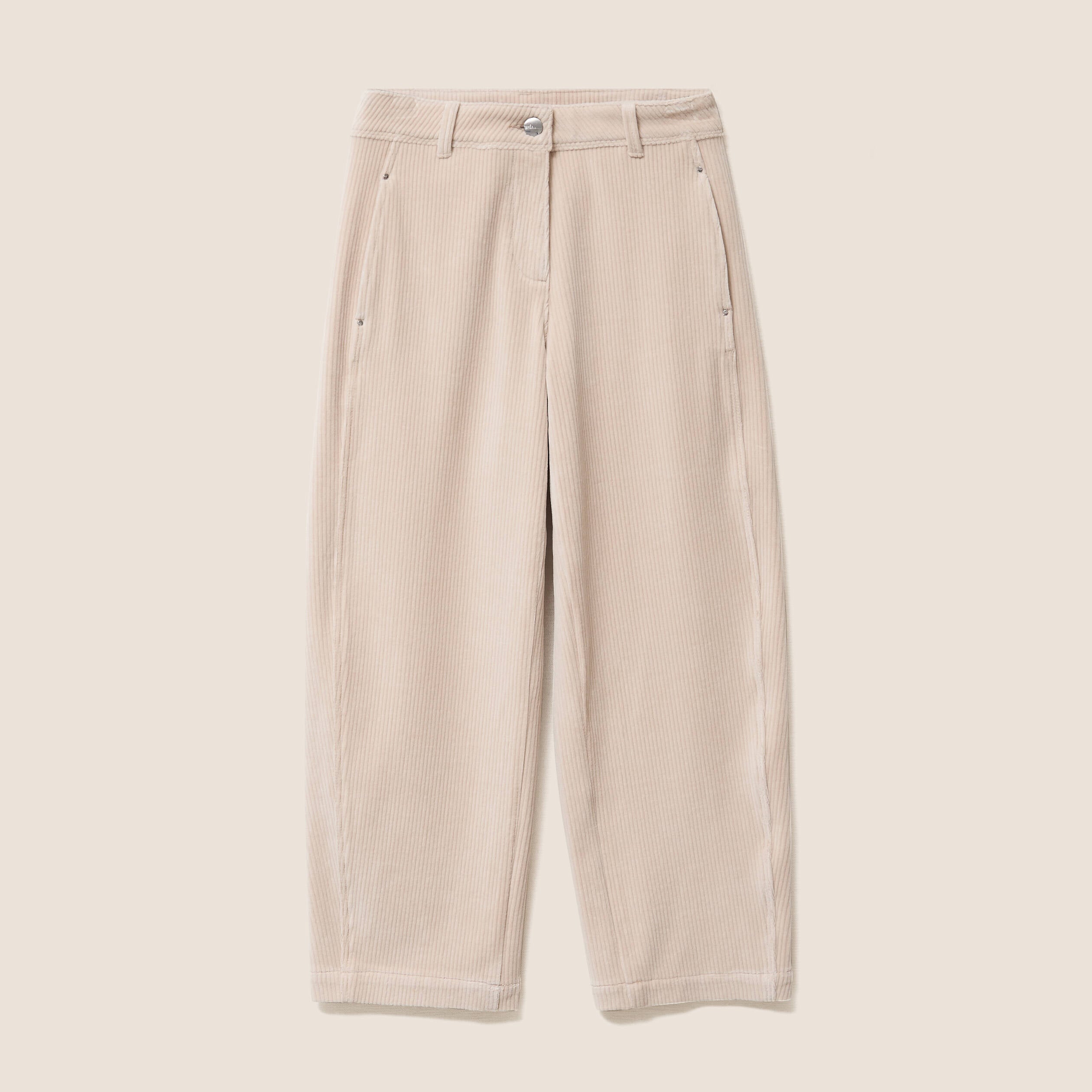 Pantalon boyfriend 7/8&egrave;me velours sable femme