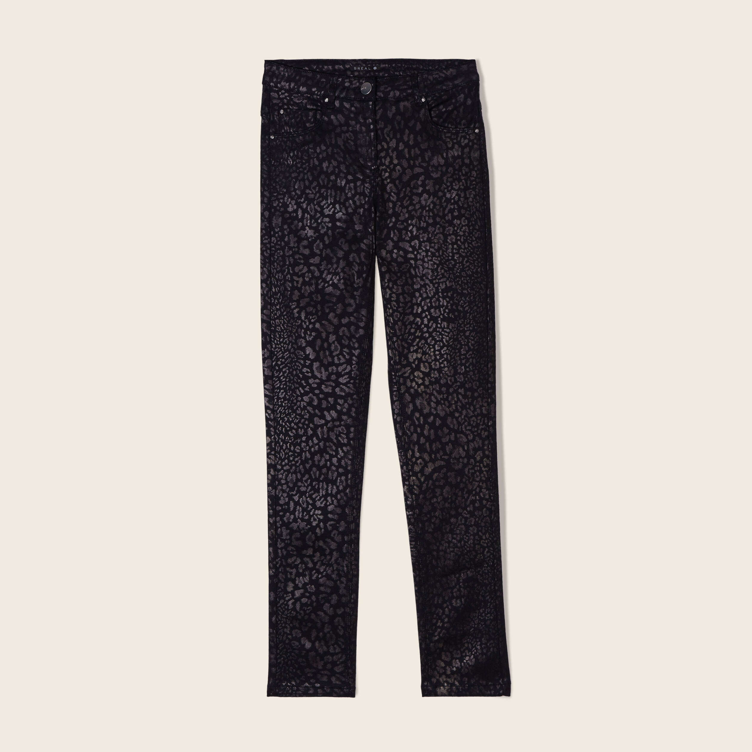Pantalon ajusté enduit couleur bronze femme