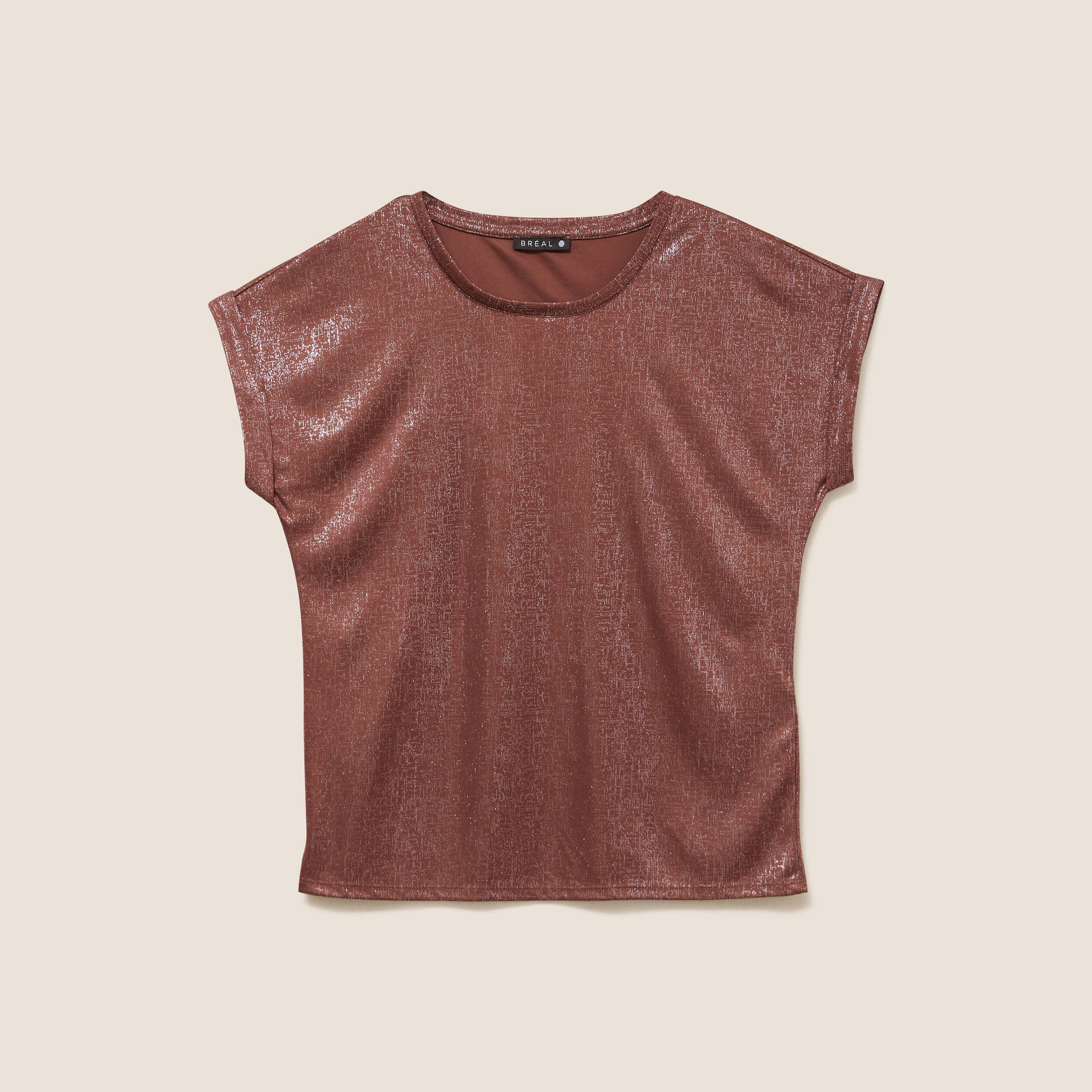 T-shirt manches courtes marron femme