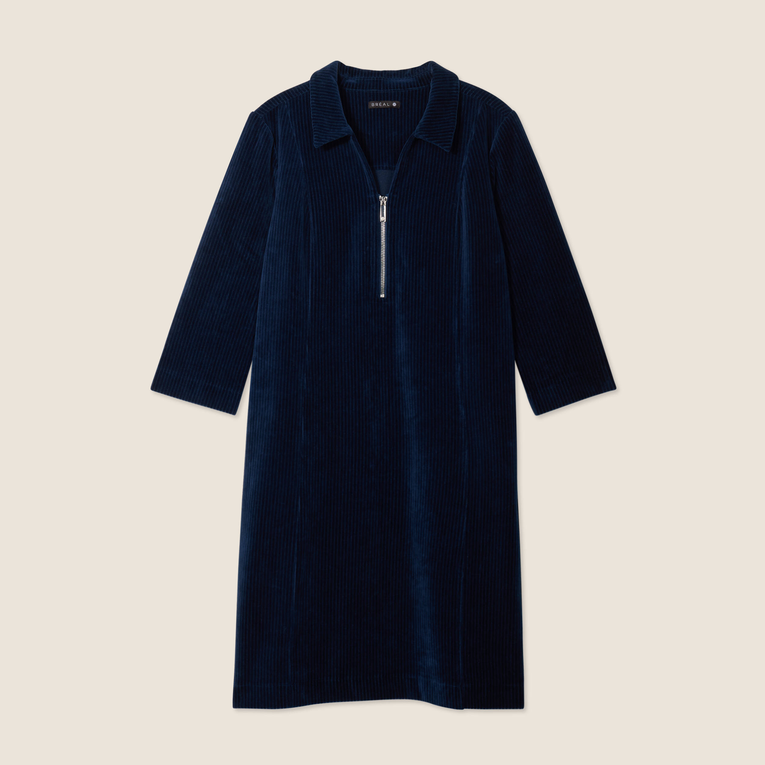 Robe droite velours bleu marine femme