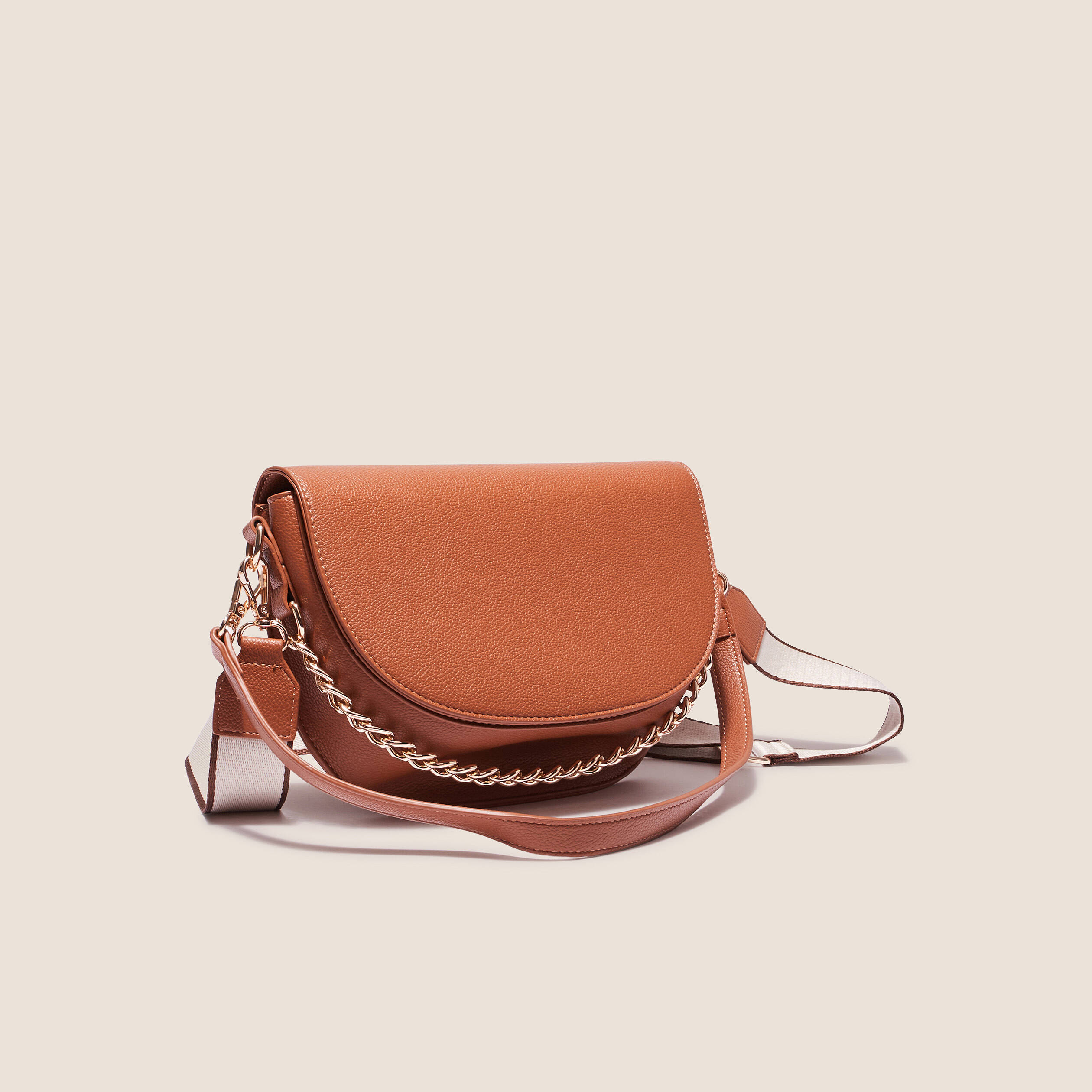 Sac besace avec chaînette camel femme