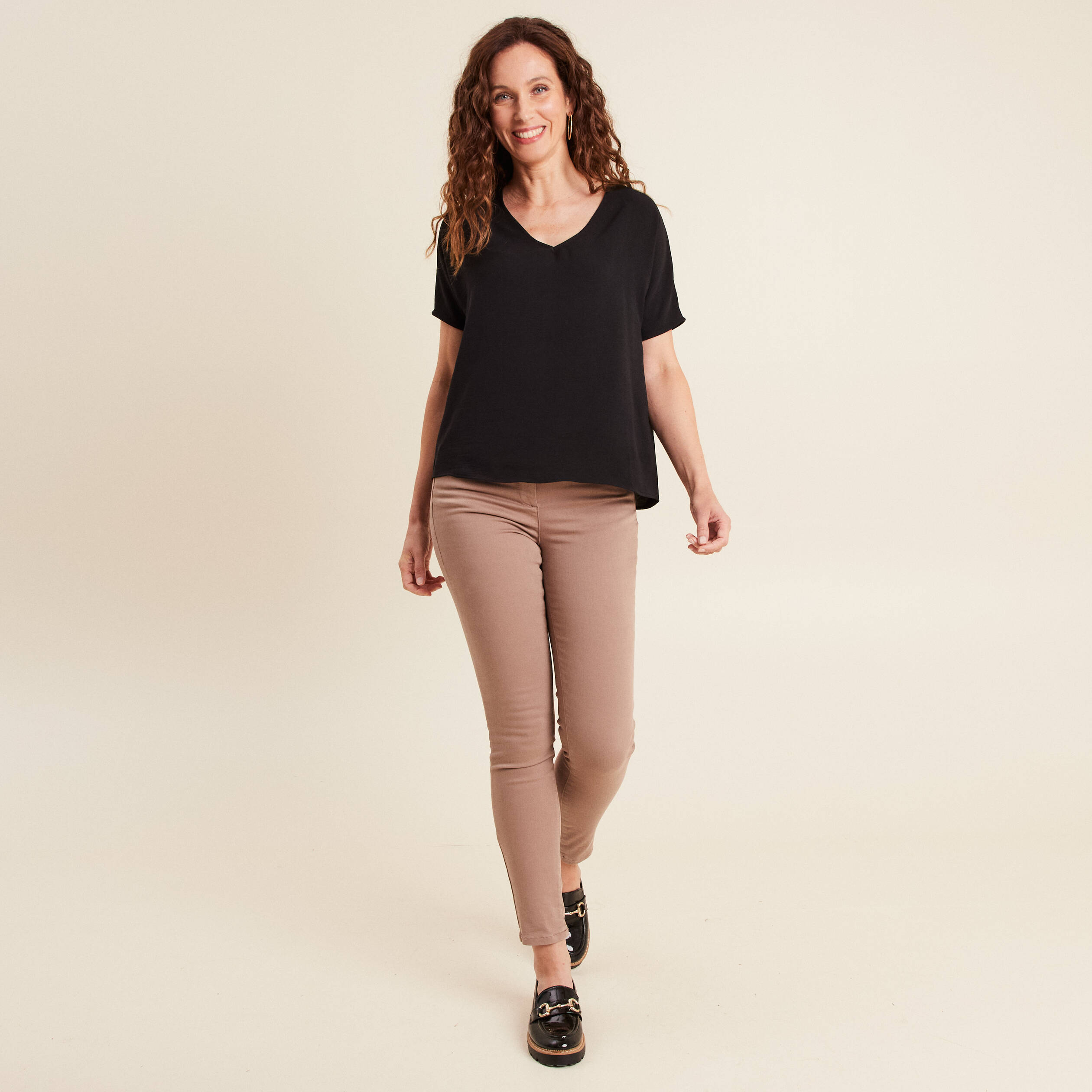 blouse fluide manches 34 noir femme Blouse fluide manches 3/4 noir femme