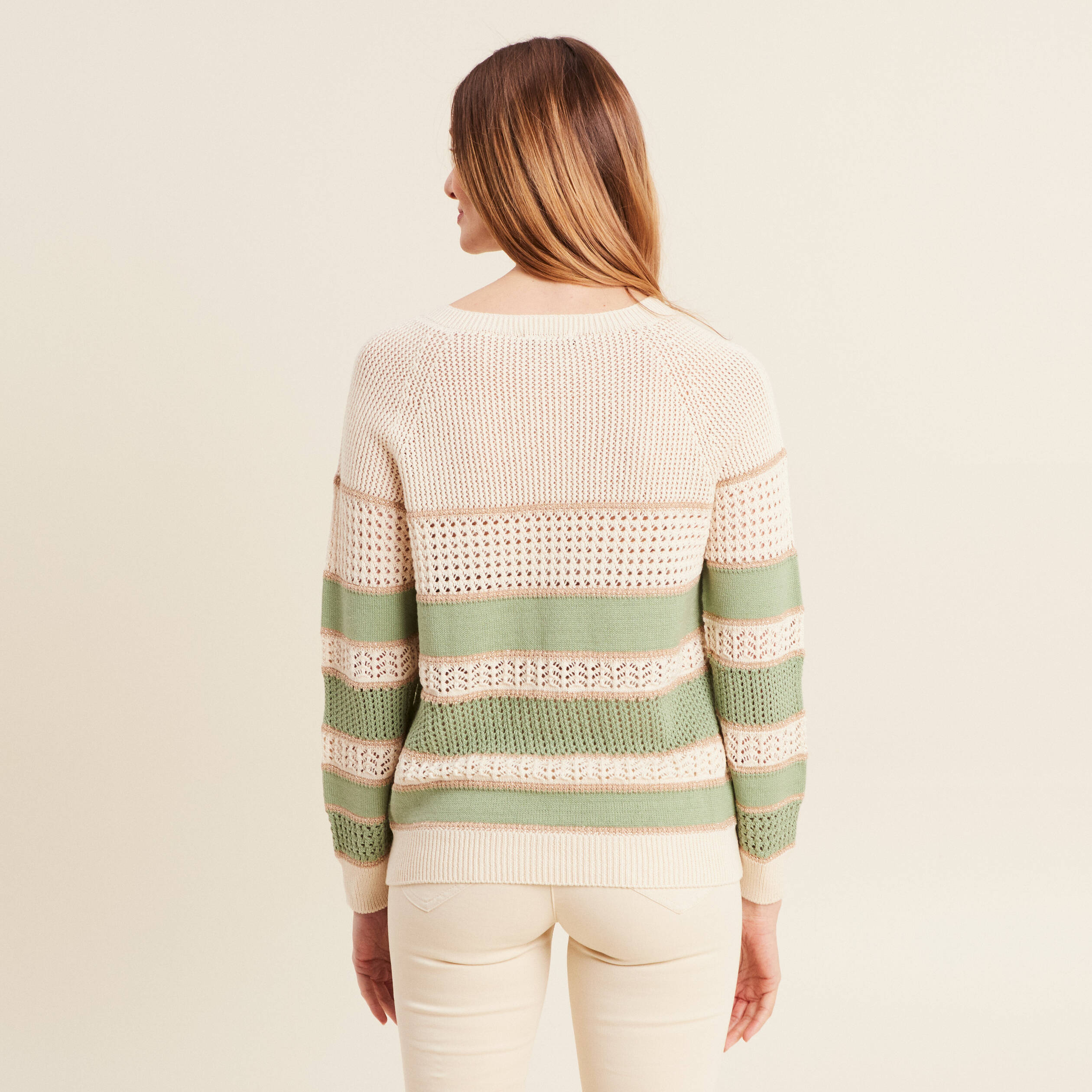 Pull manches longues vert femme