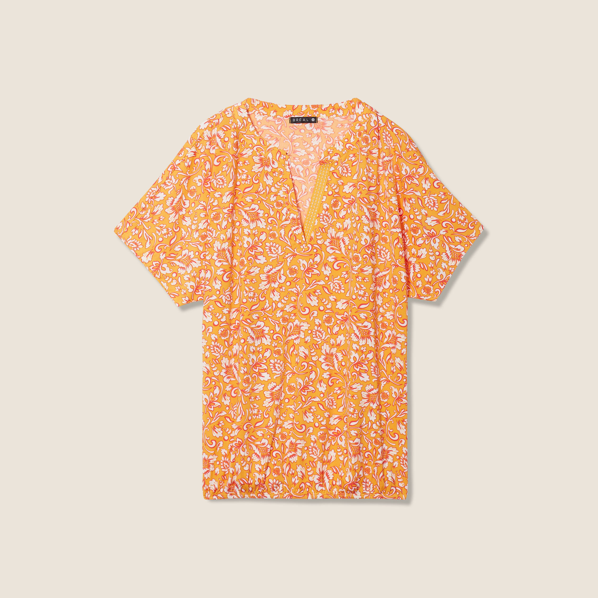 T-shirt manches courtes jaune fonc&eacute; femme