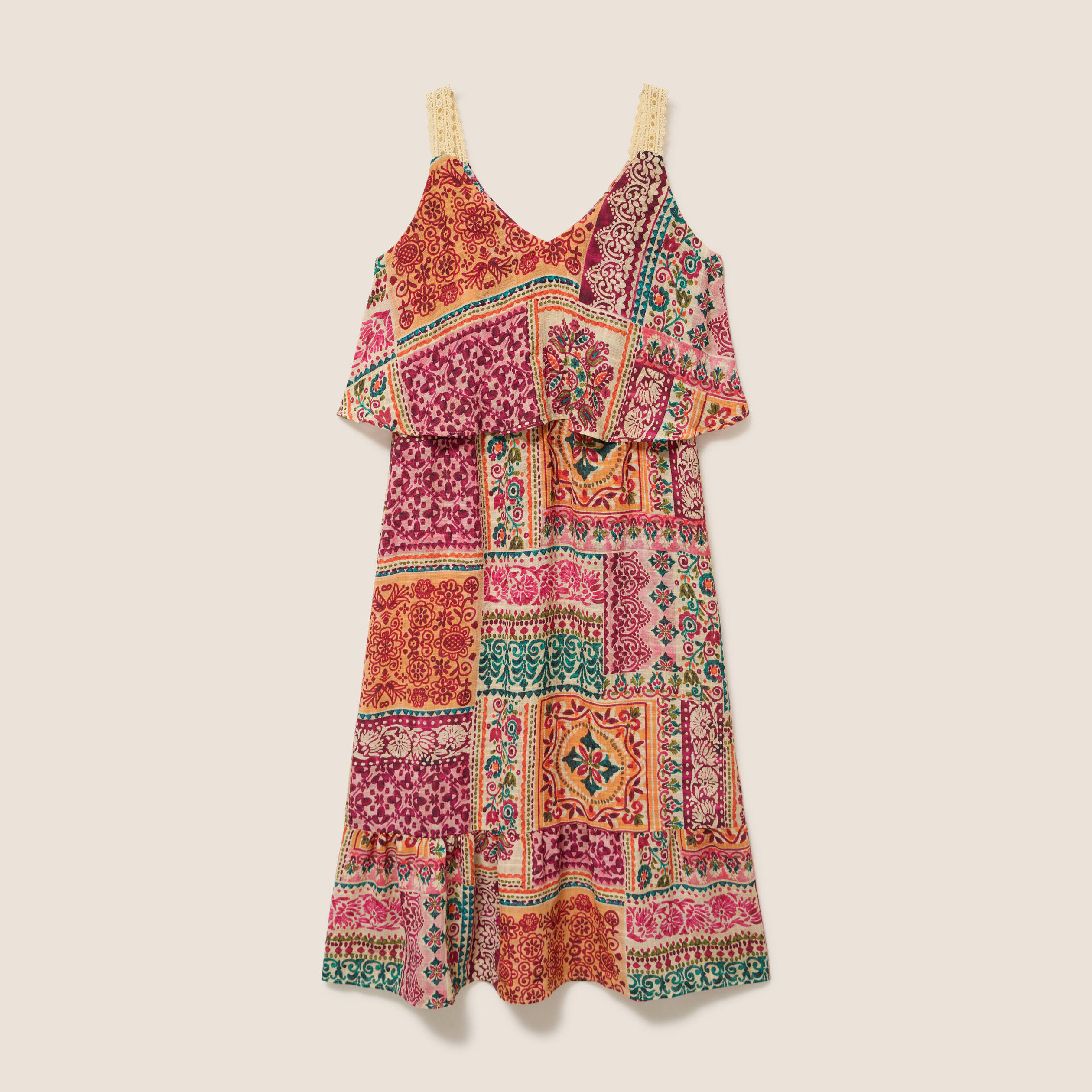 Robe fluide &eacute;vas&eacute;e &agrave; fines bretelles rose femme