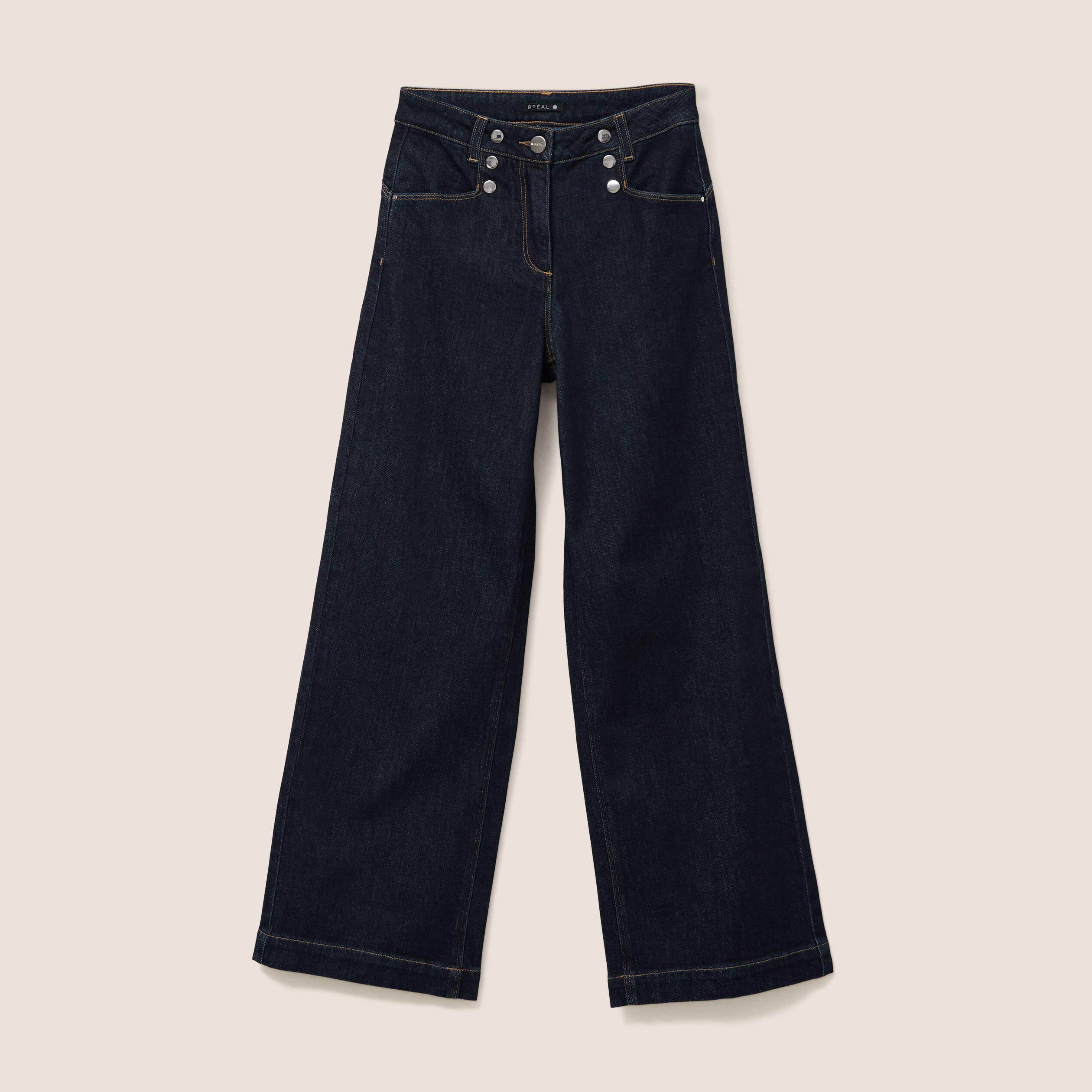 Jean large &agrave; pont denim brut femme