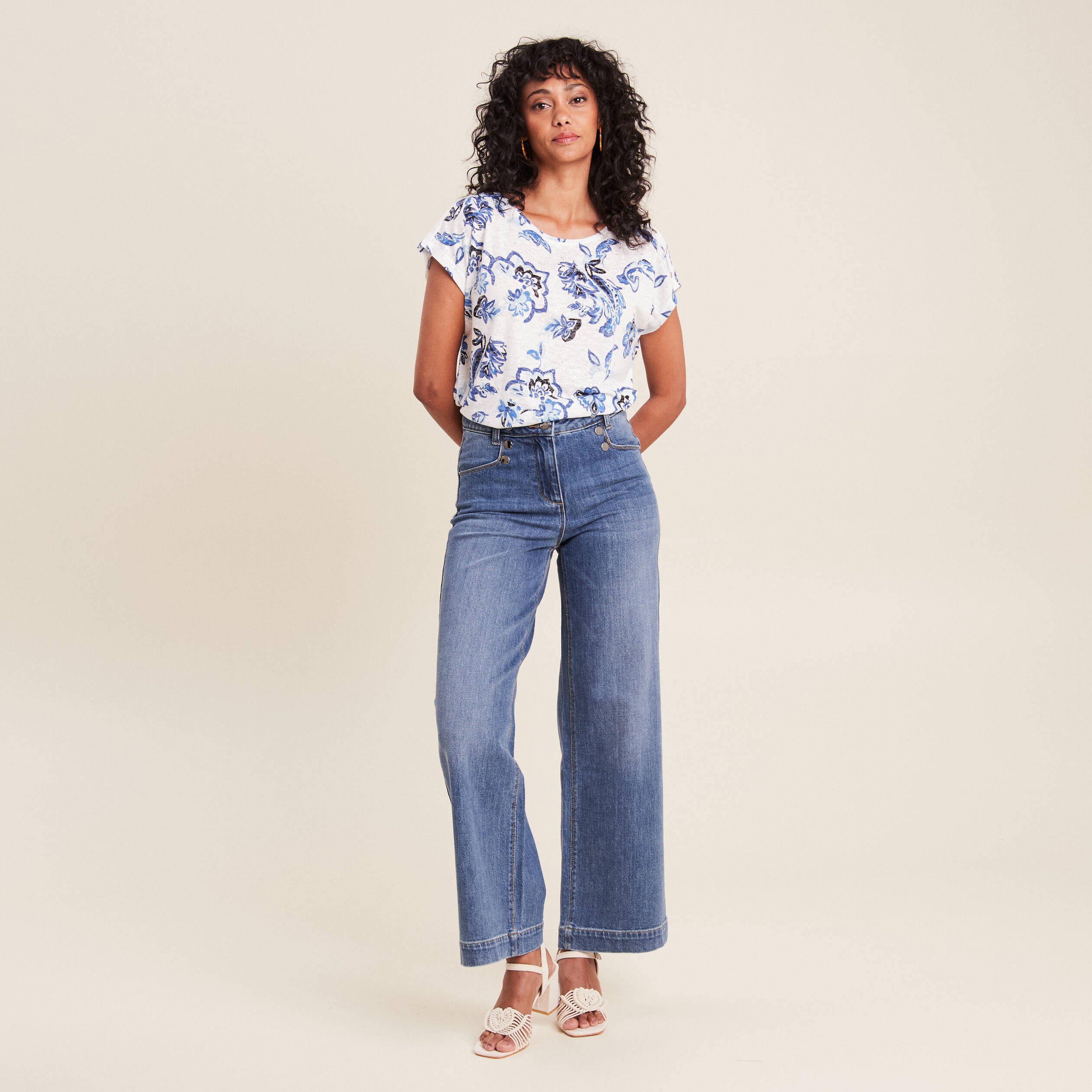T-shirt manches courtes ecru femme