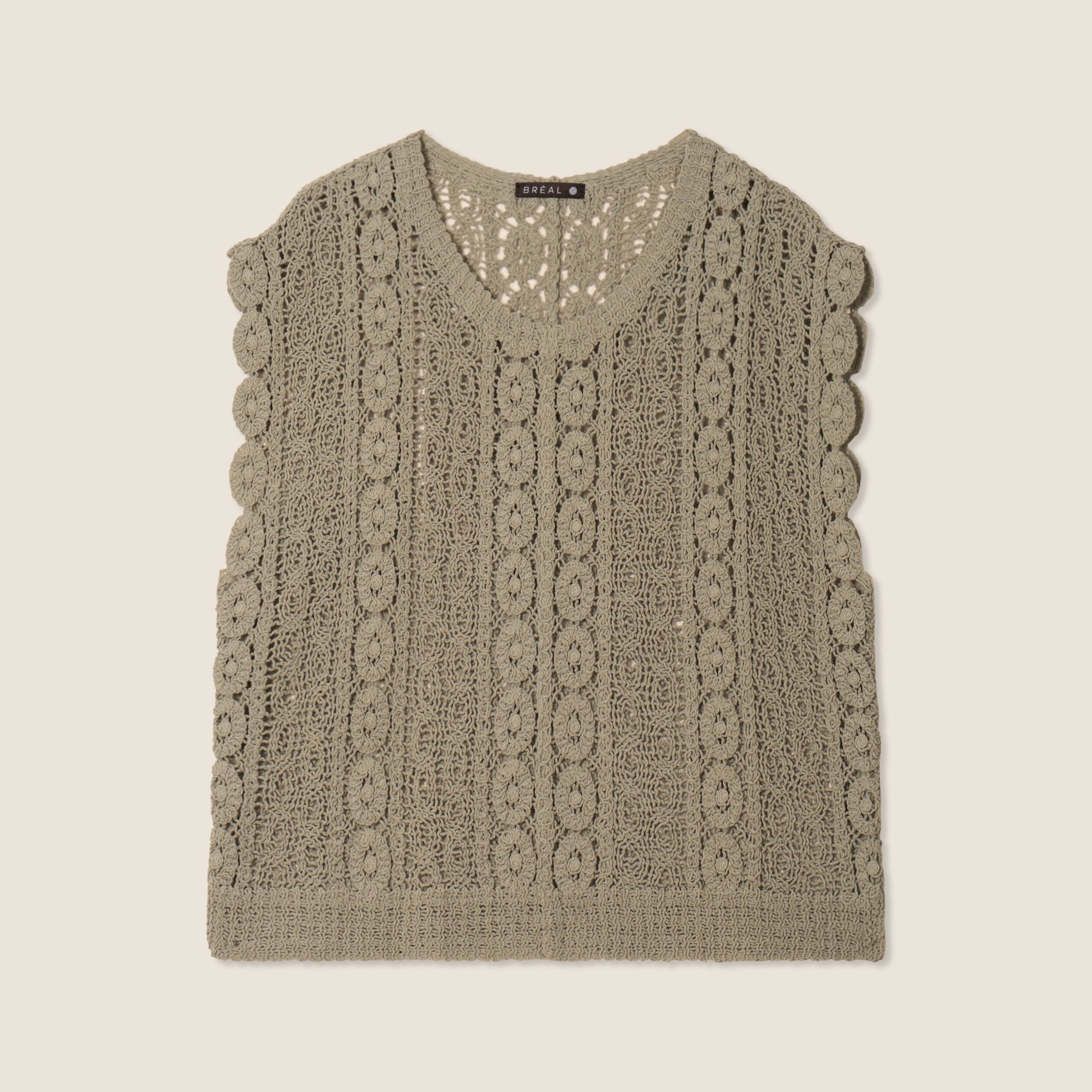 Débardeur macramé vert clair femme