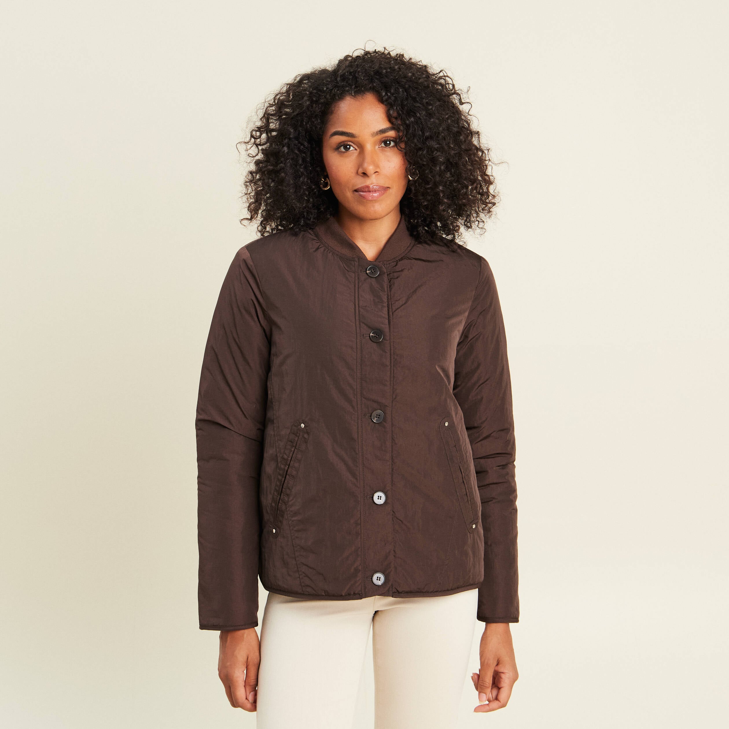 Doudoune doubl&eacute;e marron fonc&eacute; femme