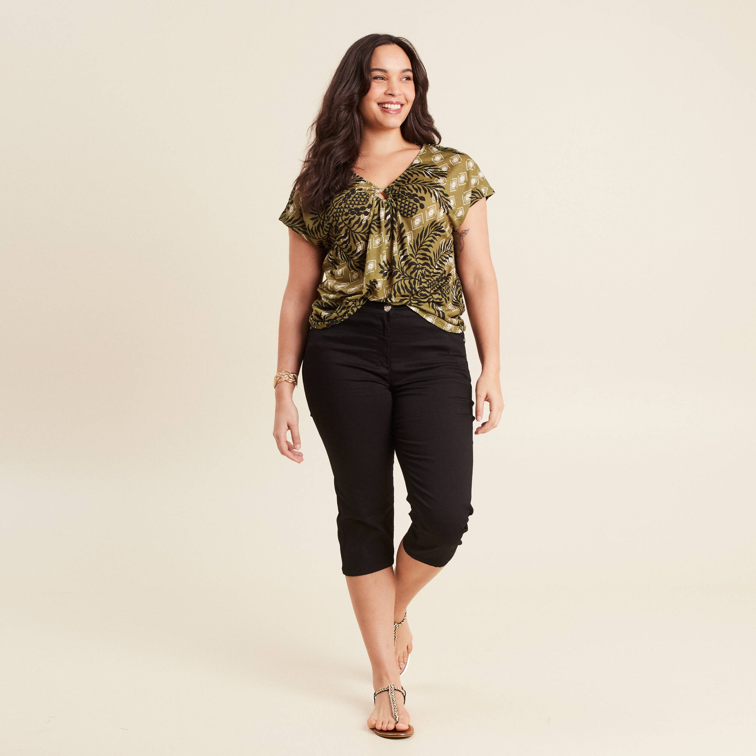 pantacourt droit taille standard noir femme Pantacourt droit taille standard noir femme