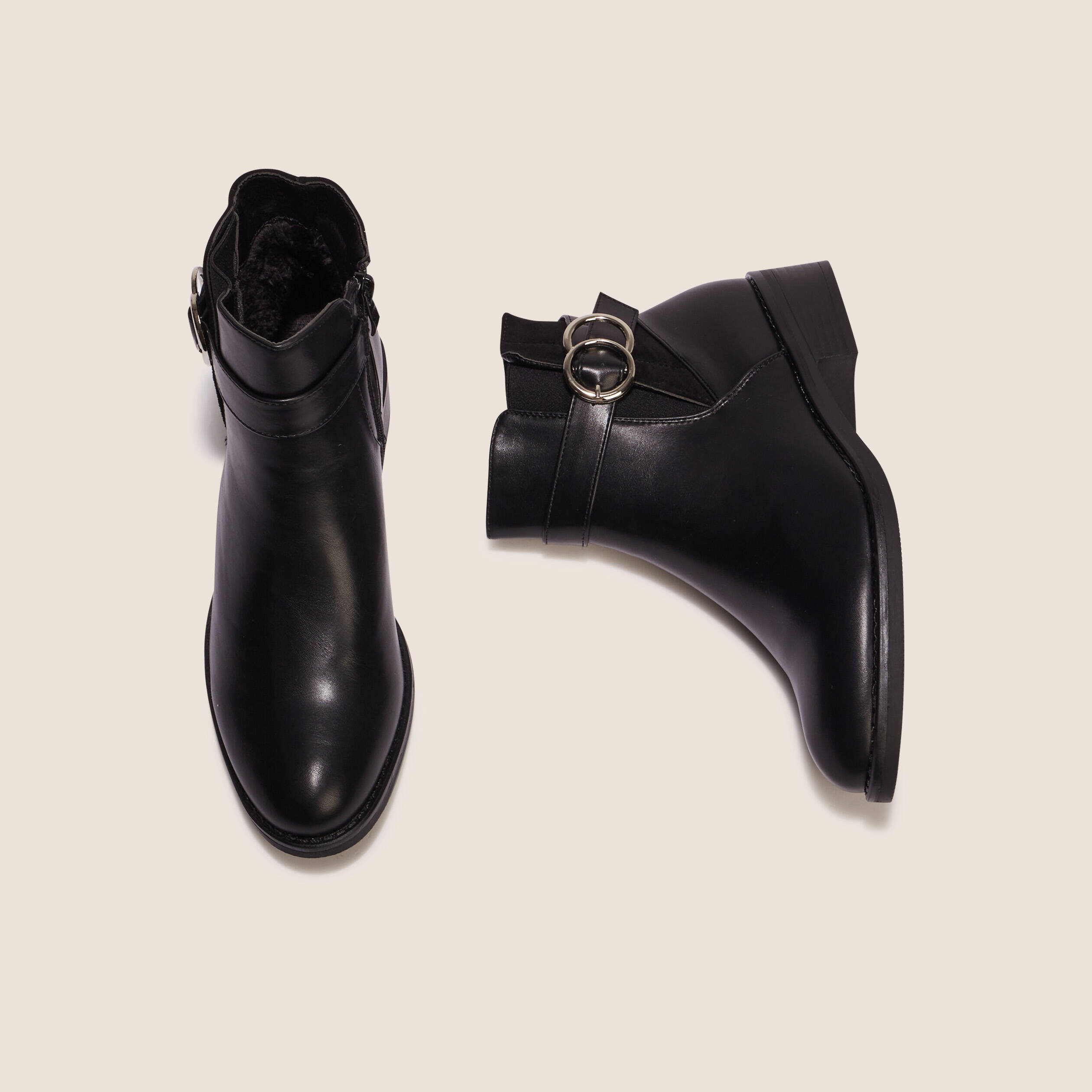 Bottines chelsea à boucles noir femme