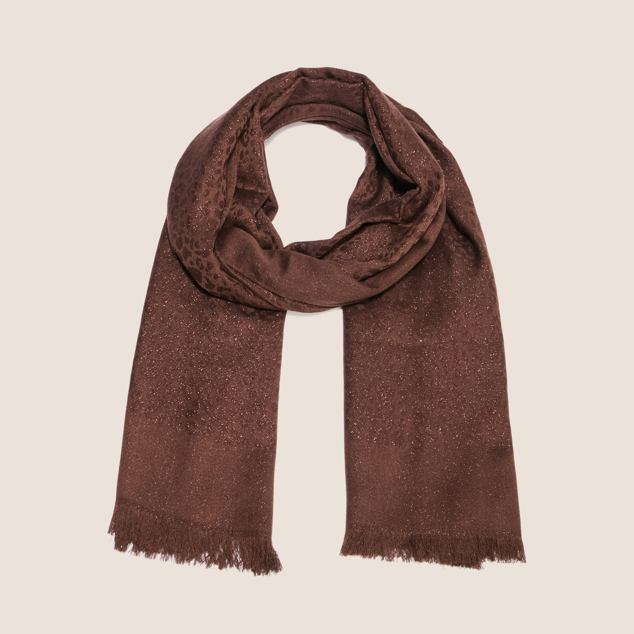 Foulard à franges marron foncé femme Bréal
