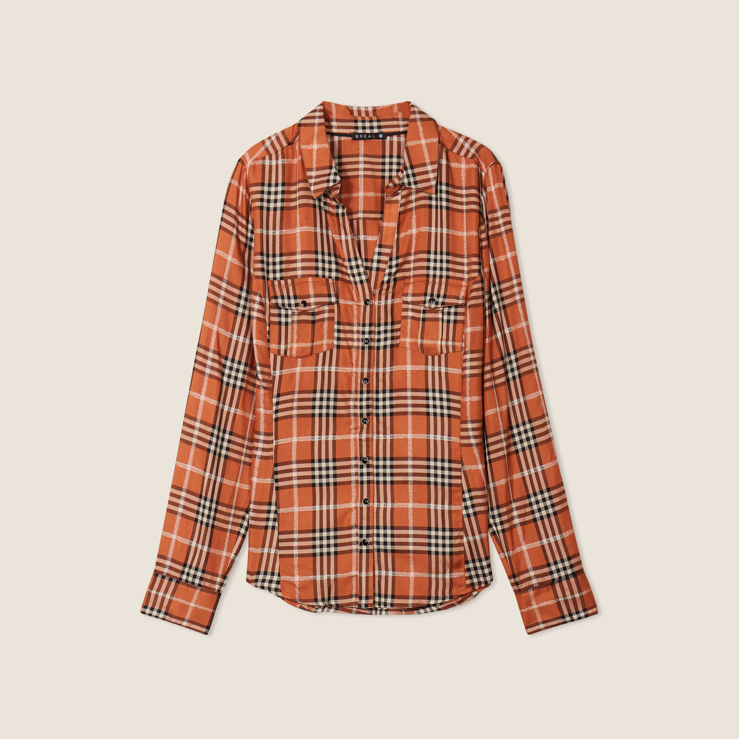 Chemise manches longues orange femme