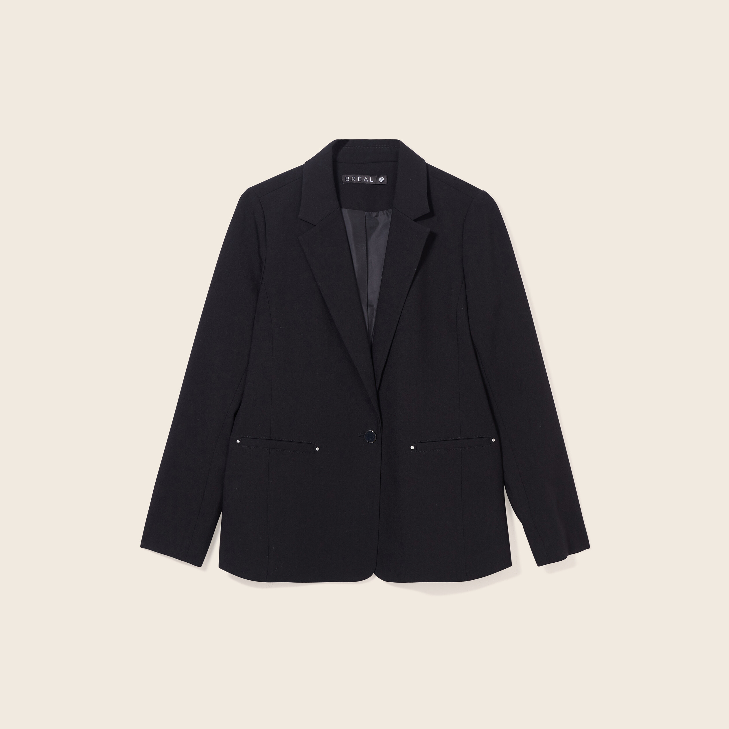 Veste city droite 1 bouton noir femme