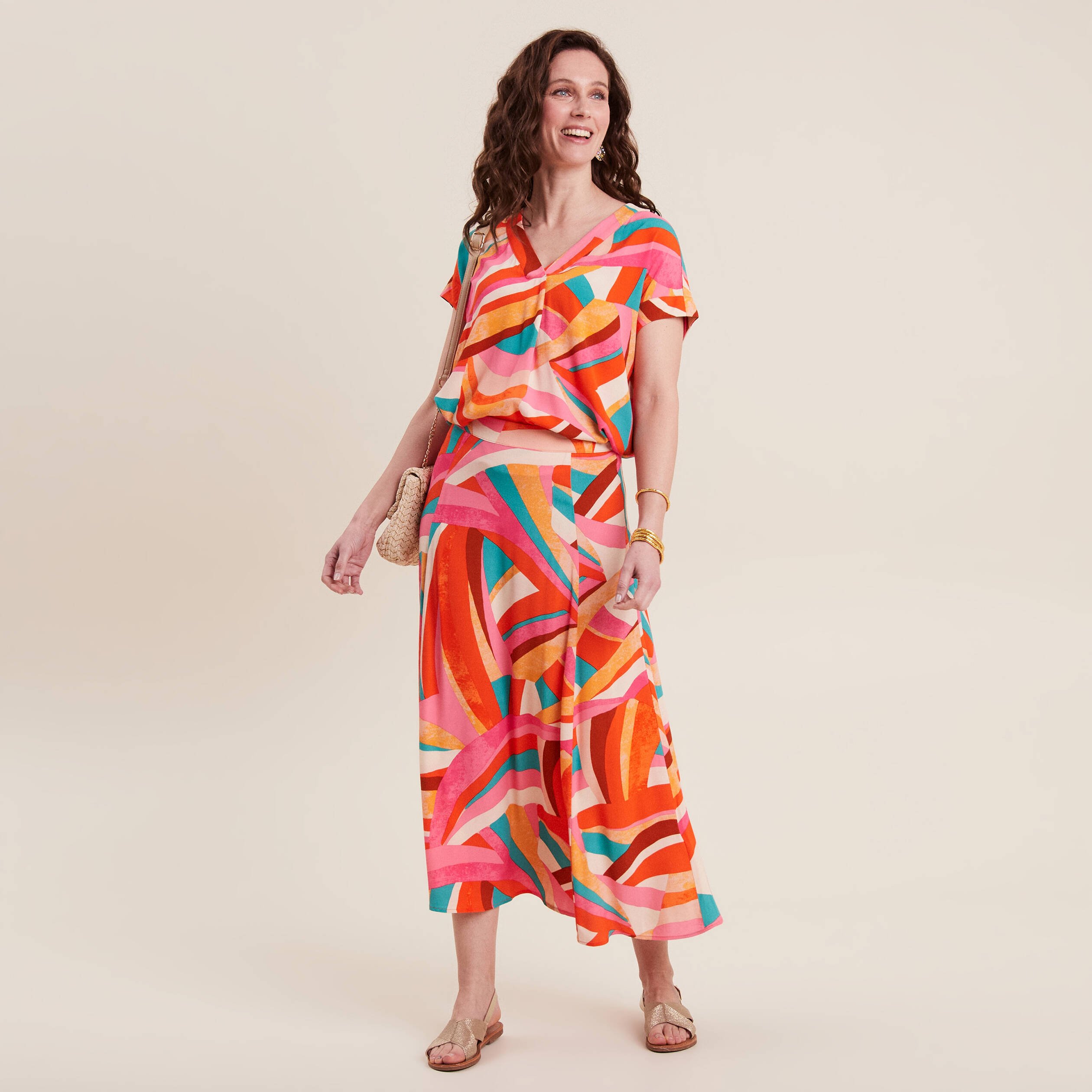 Blouse manches courtes multicolore femme