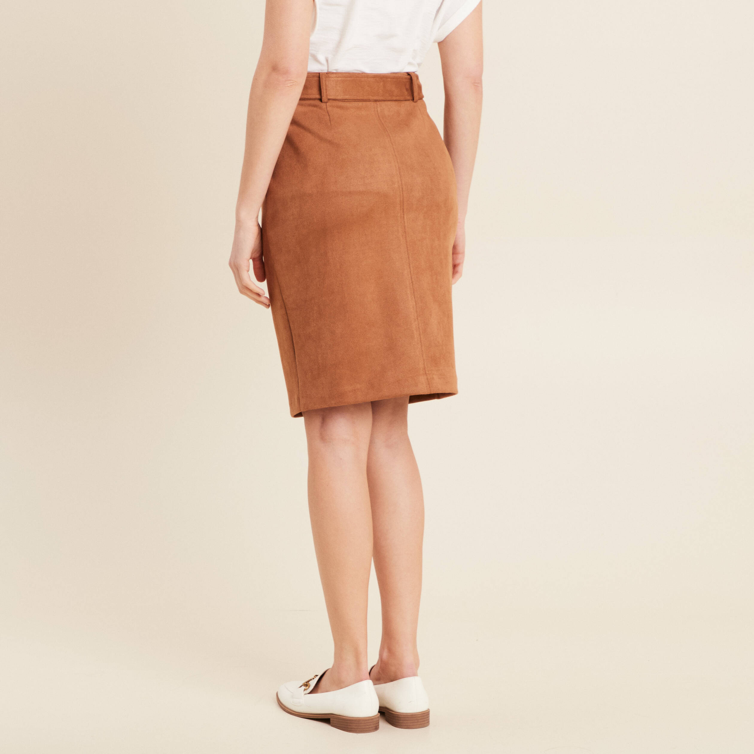 jupe droite suedine marron femme Jupe droite suédine marron femme