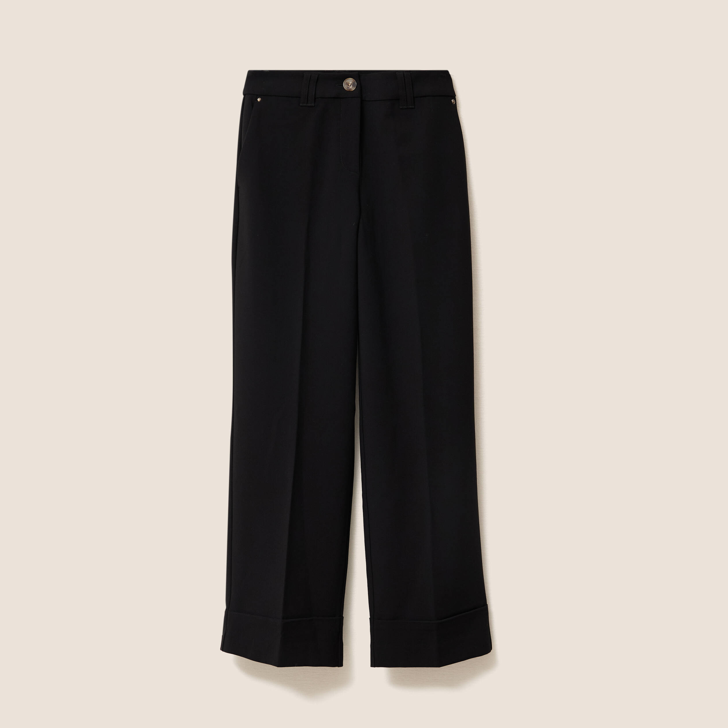 Pantalon taille haute fluide noir femme