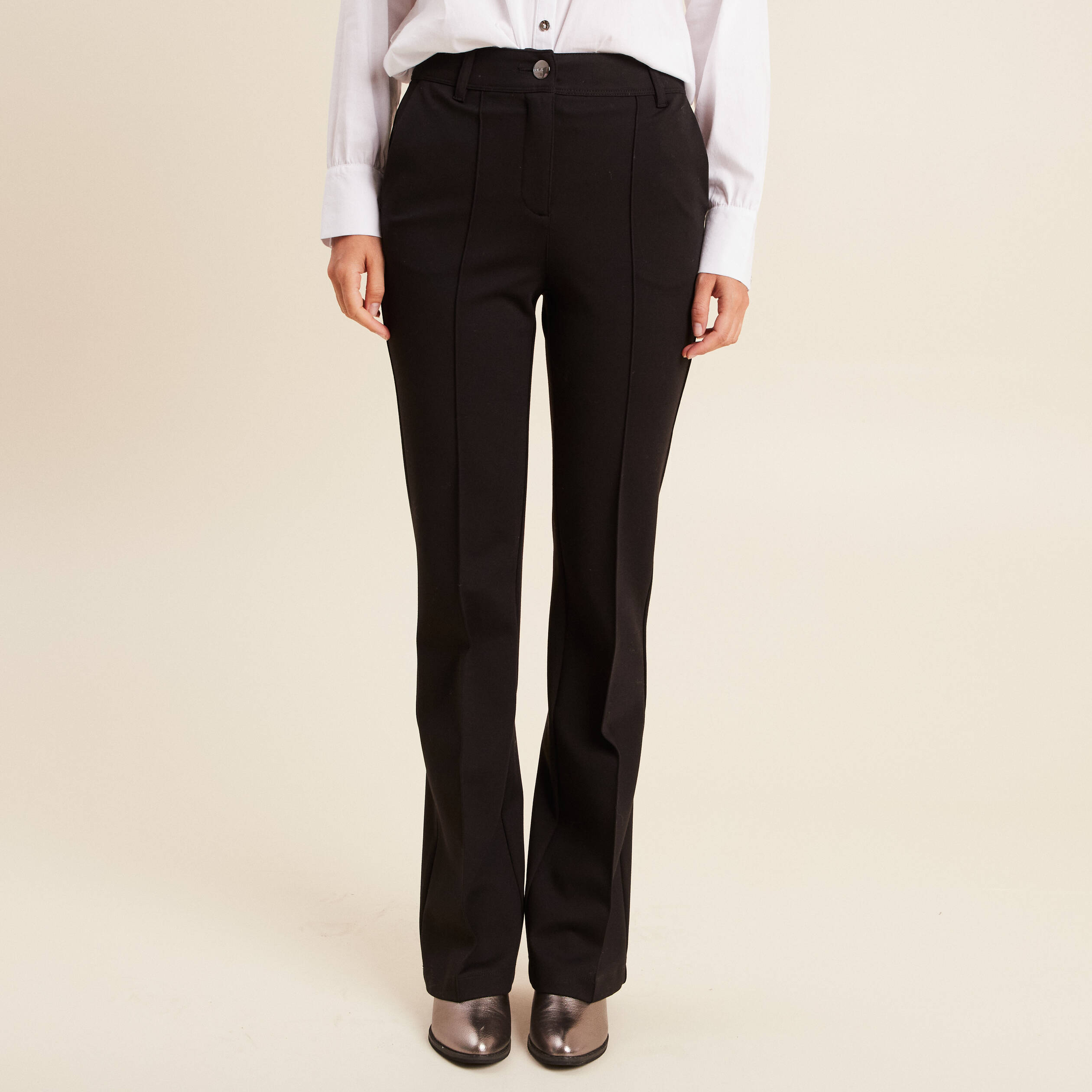 Pantalon bootcut maille milano noir femme