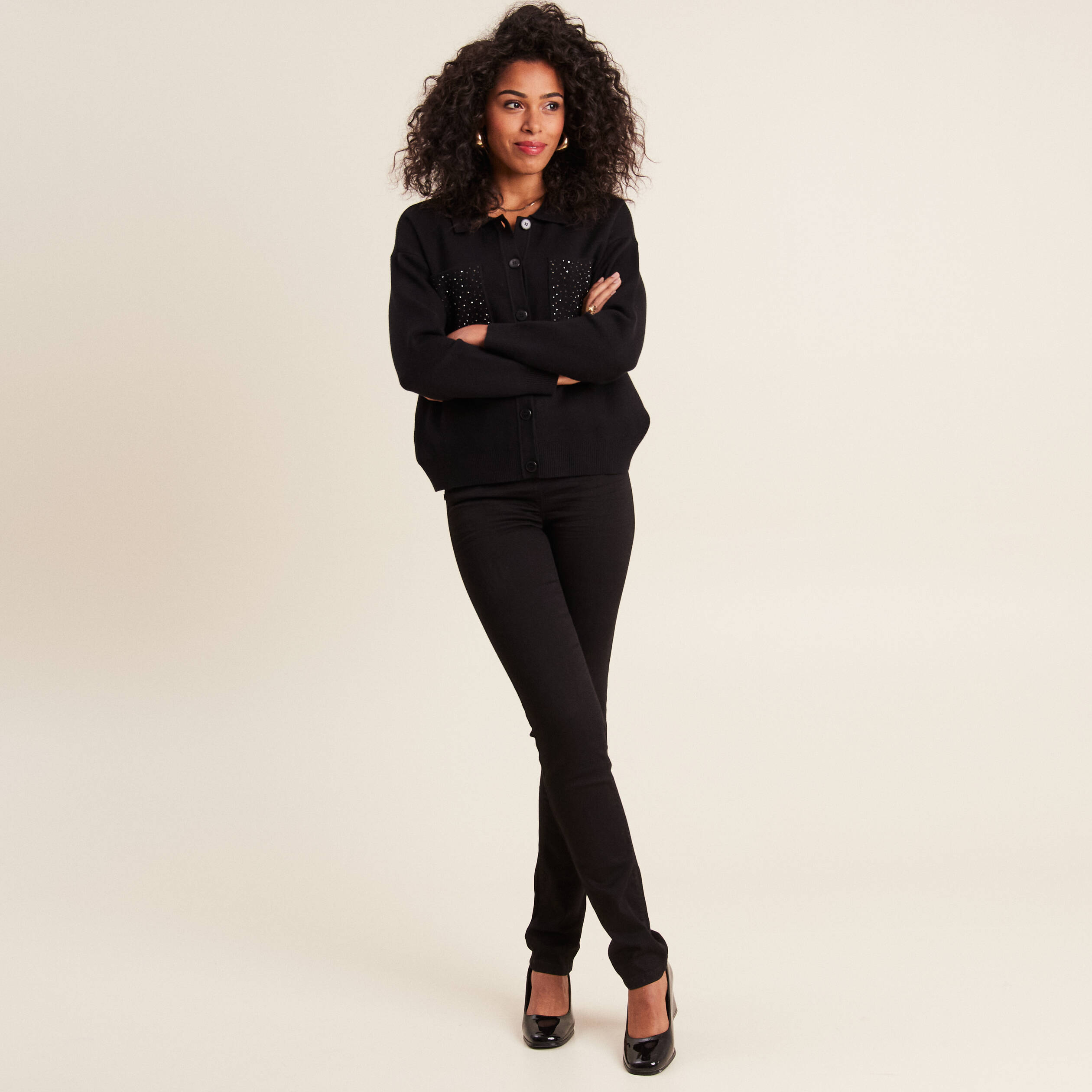 jean ajuste taille standard long noir femme Jean ajusté taille standard long noir femme