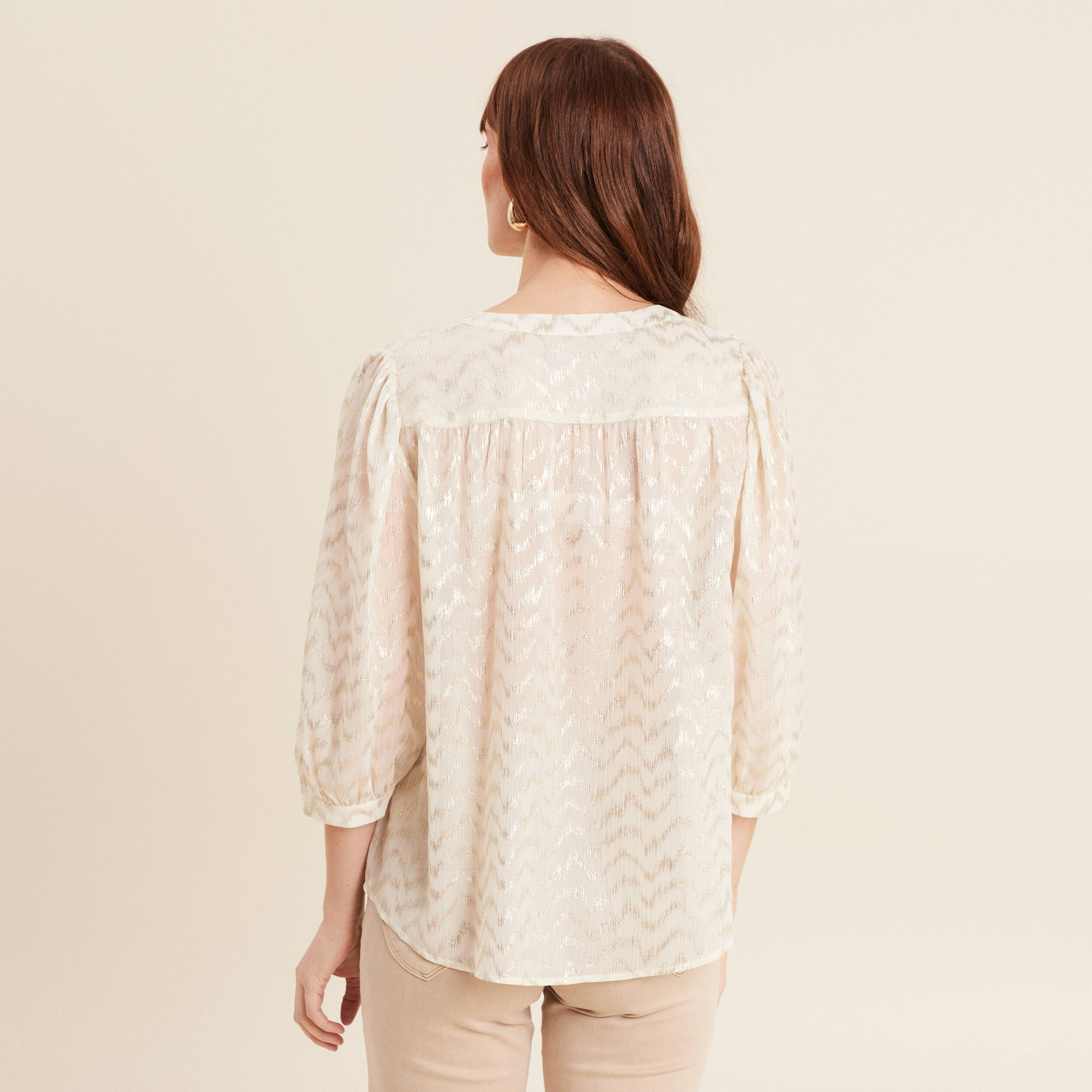 Blouse manches 3/4 creme femme