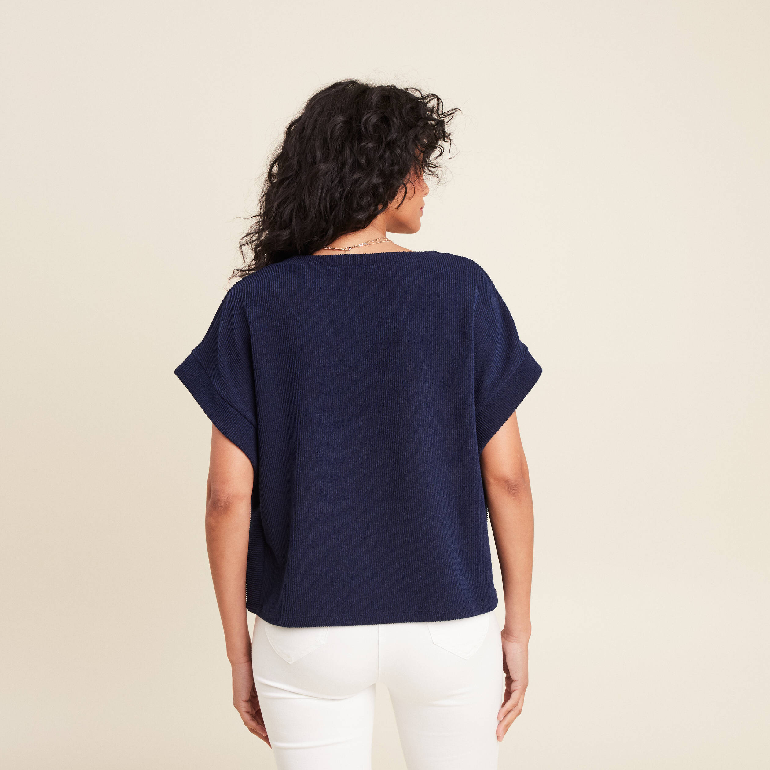 T-shirt sans manches bleu marine femme