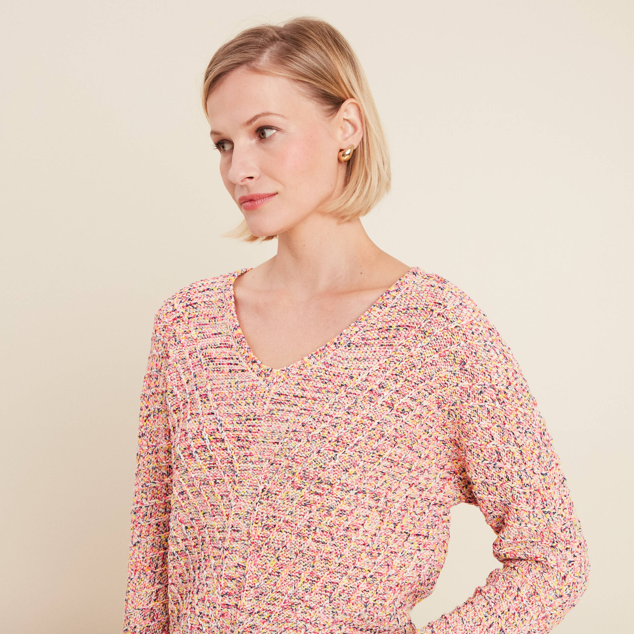 Pull manches longues rose fushia femme