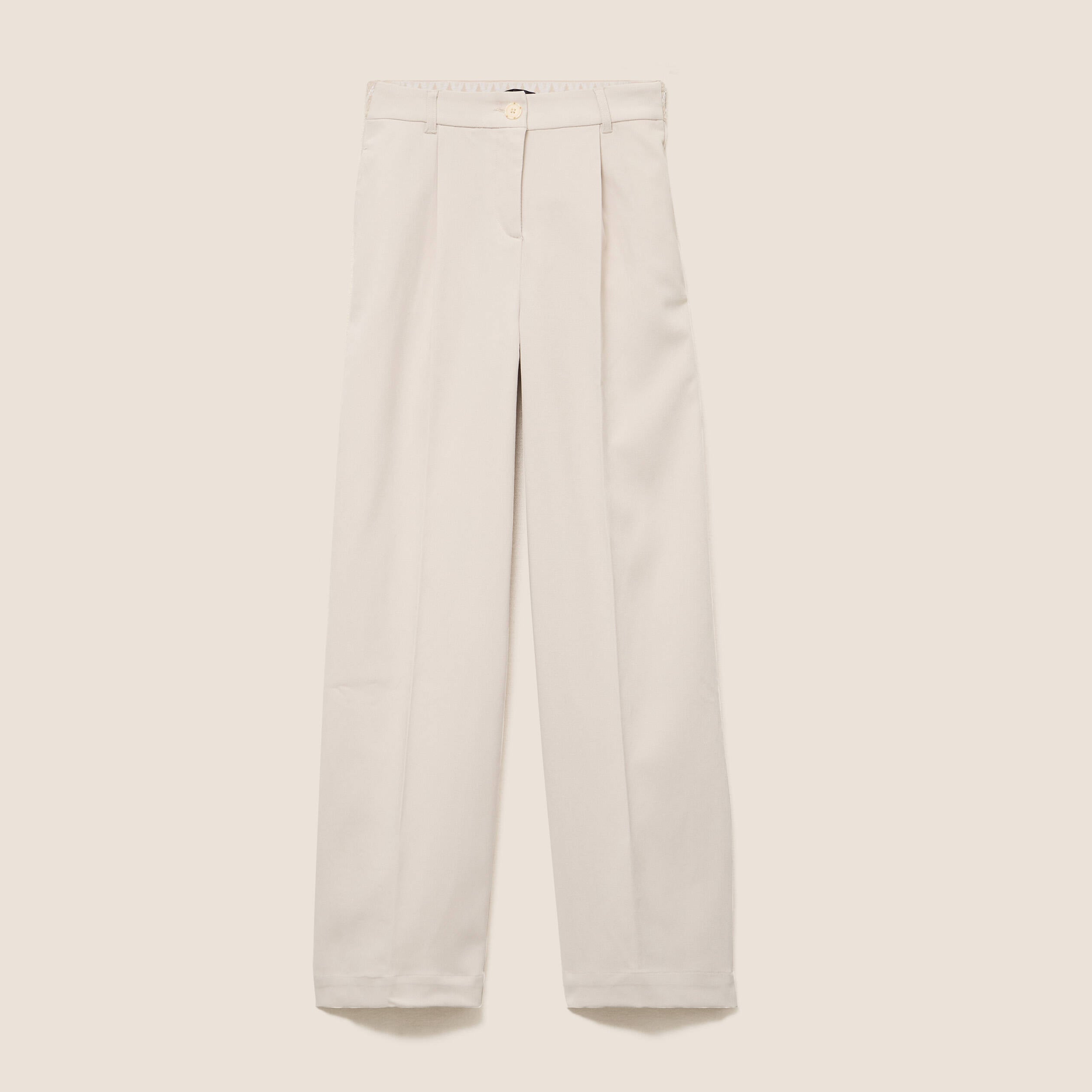 Pantalon taille haute en velours sable femme