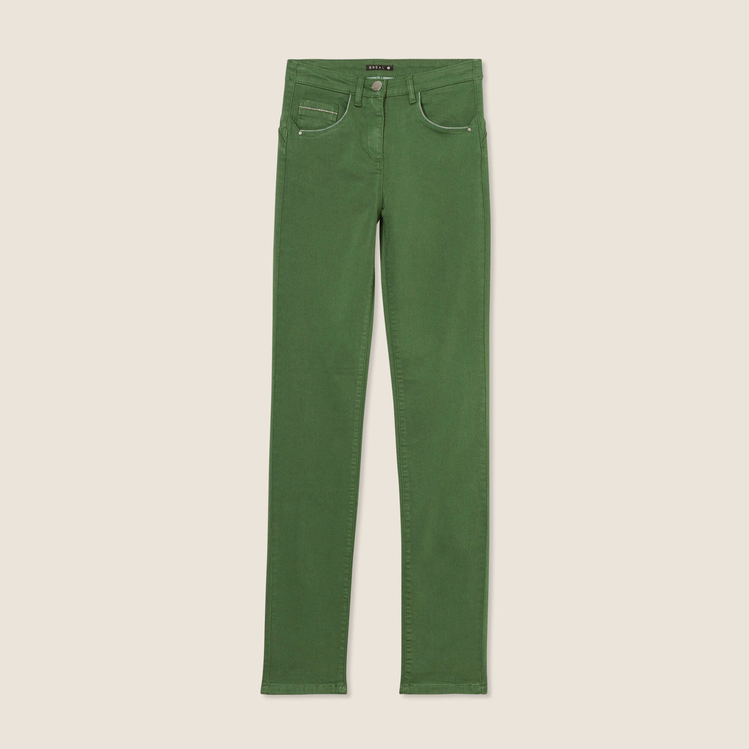 Pantalon ajuste taille haute vert femme Breal