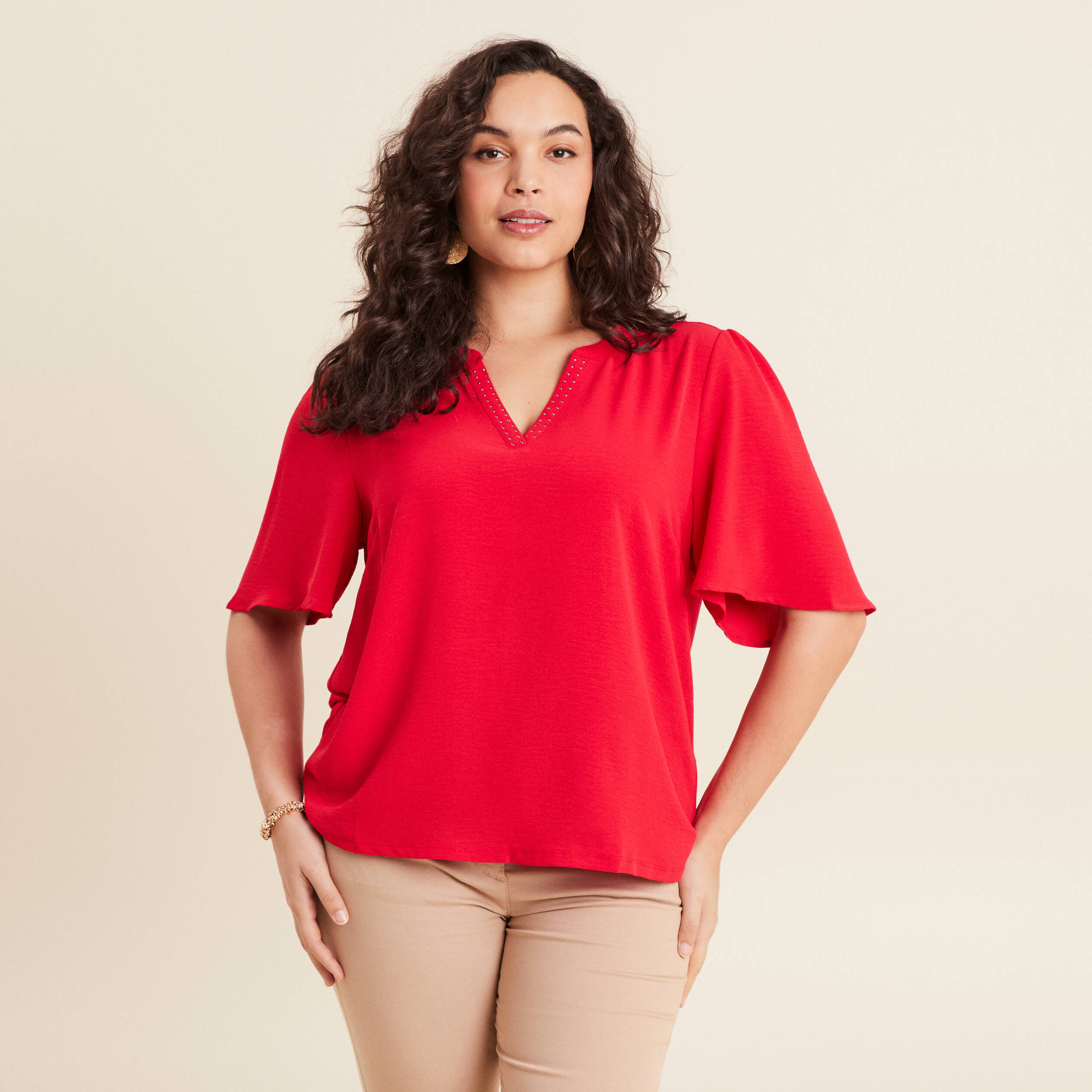 T-shirt manches courtes rouge femme