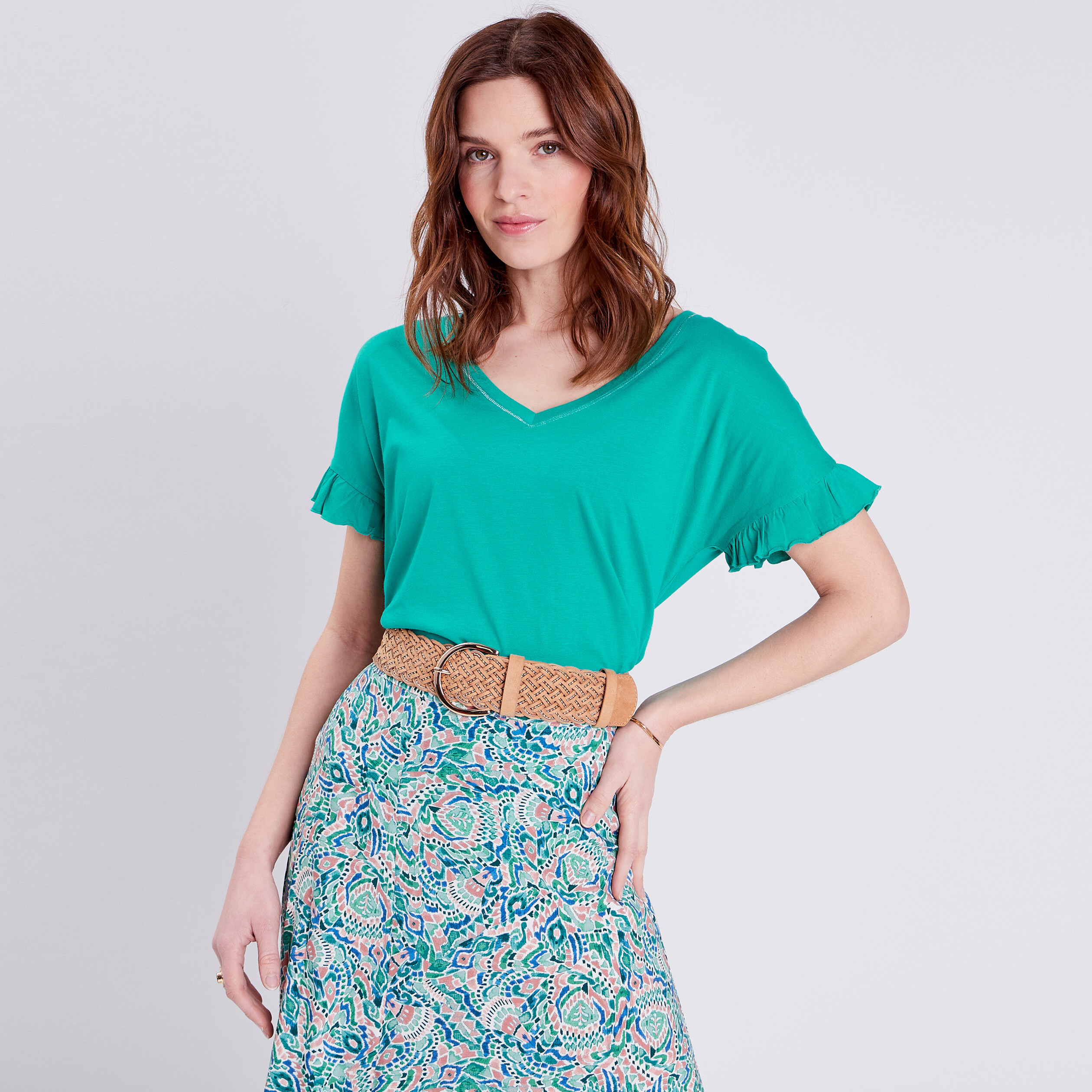 T-shirt manches courtes vert femme
