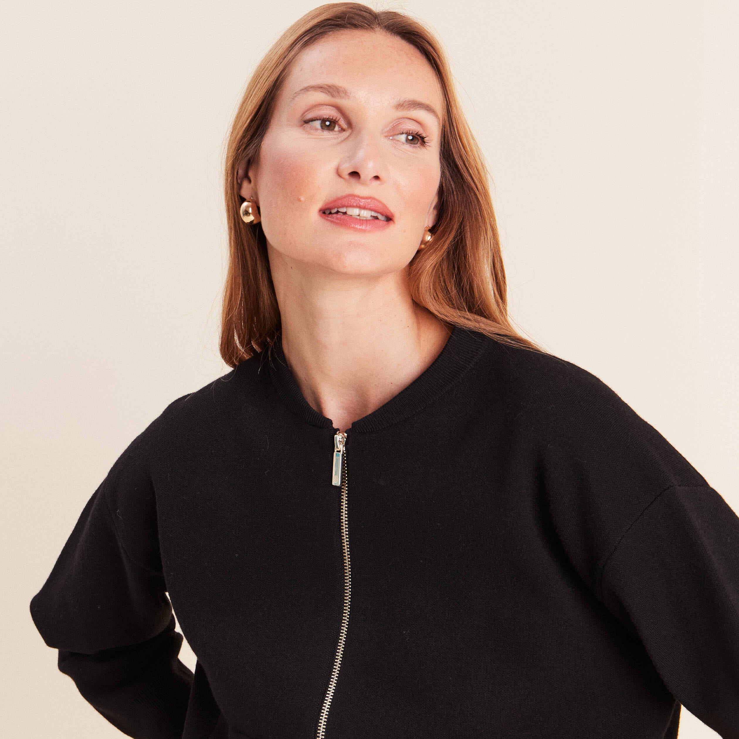 Gilet doubl&eacute; col chemise noir femme
