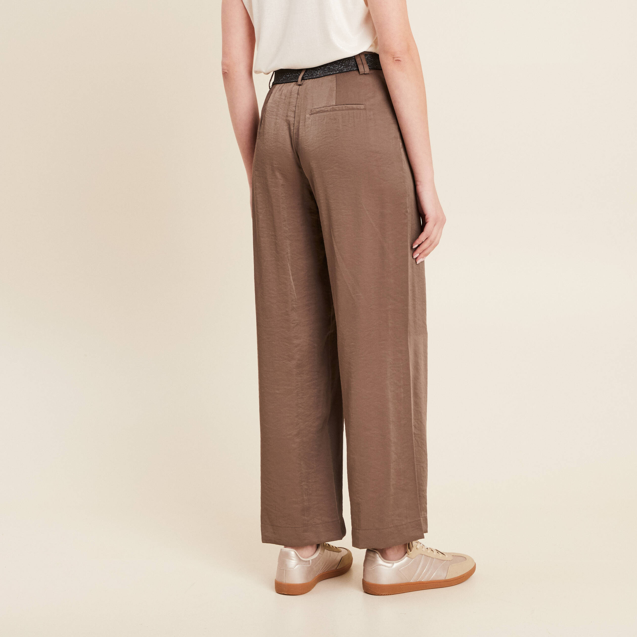 pantalon large taille haute taupe femme Pantalon large taille haute taupe femme