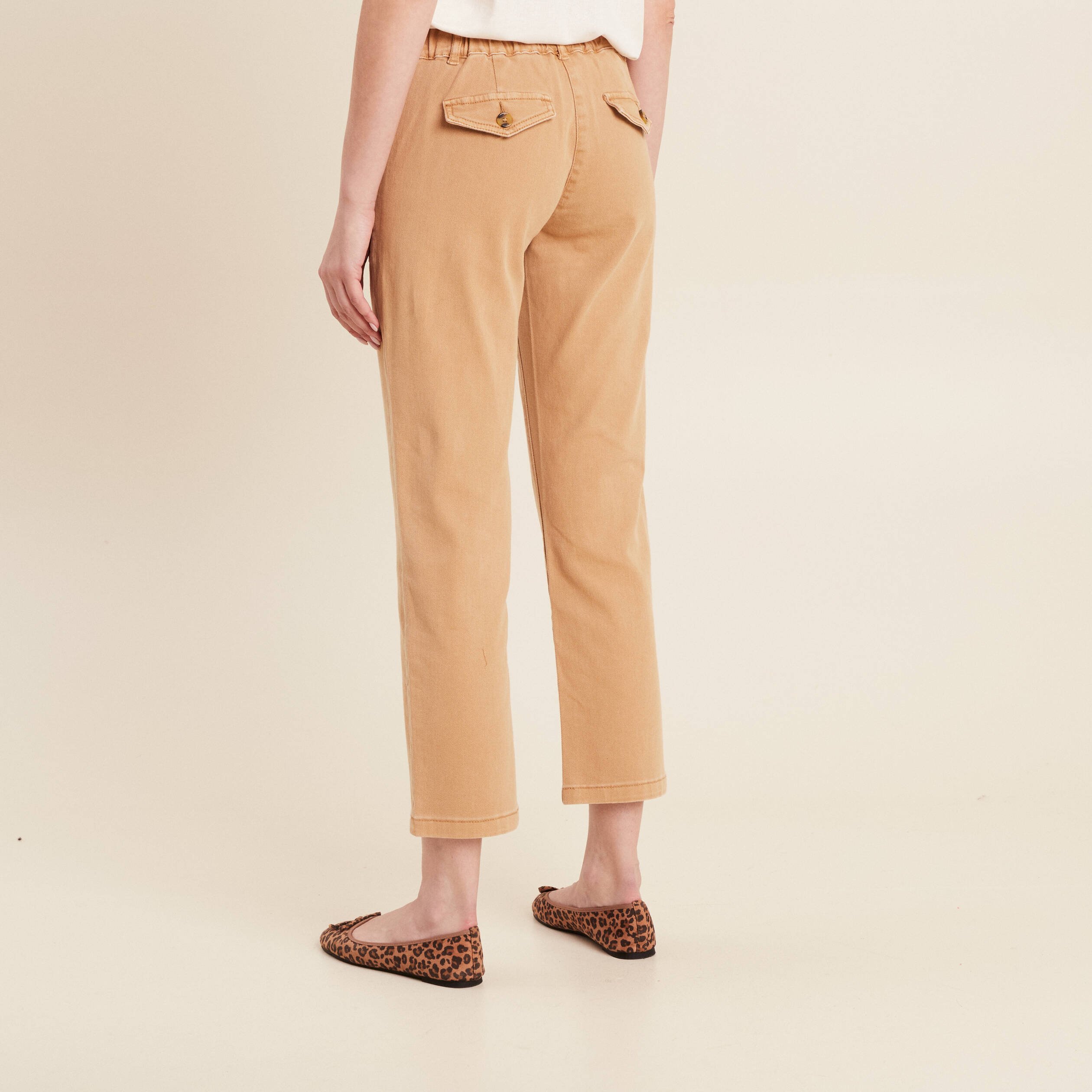 jean ajuste 78eme marron clair femme Jean ajusté 7/8ème marron clair femme