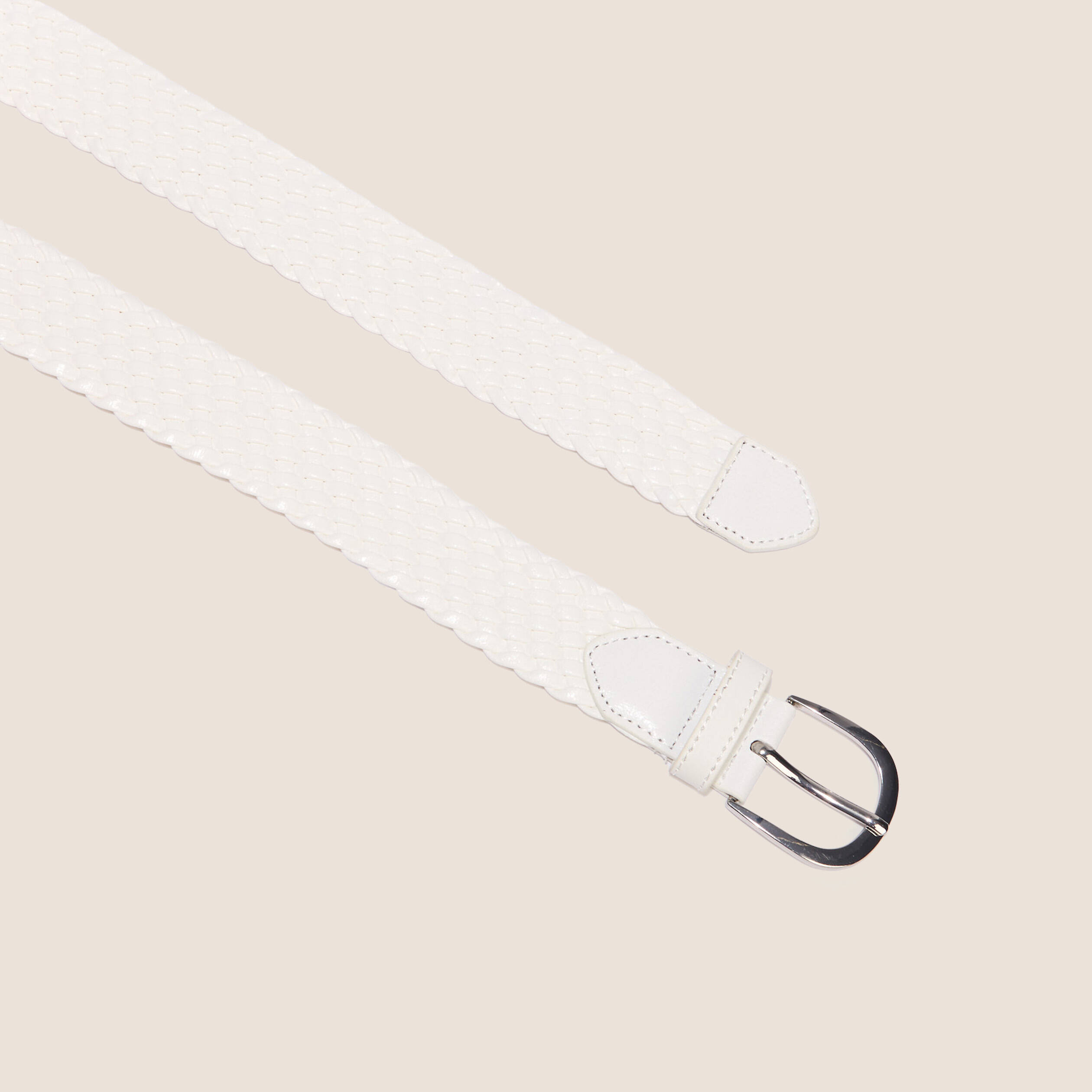 Ceinture tressée métalissée ecru femme