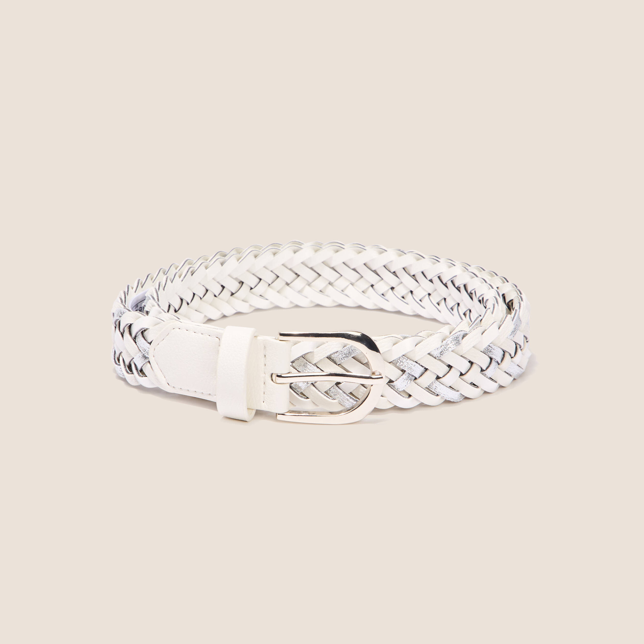 ceinture tressee irisee ecru femme Ceinture tressée irisée ecru femme