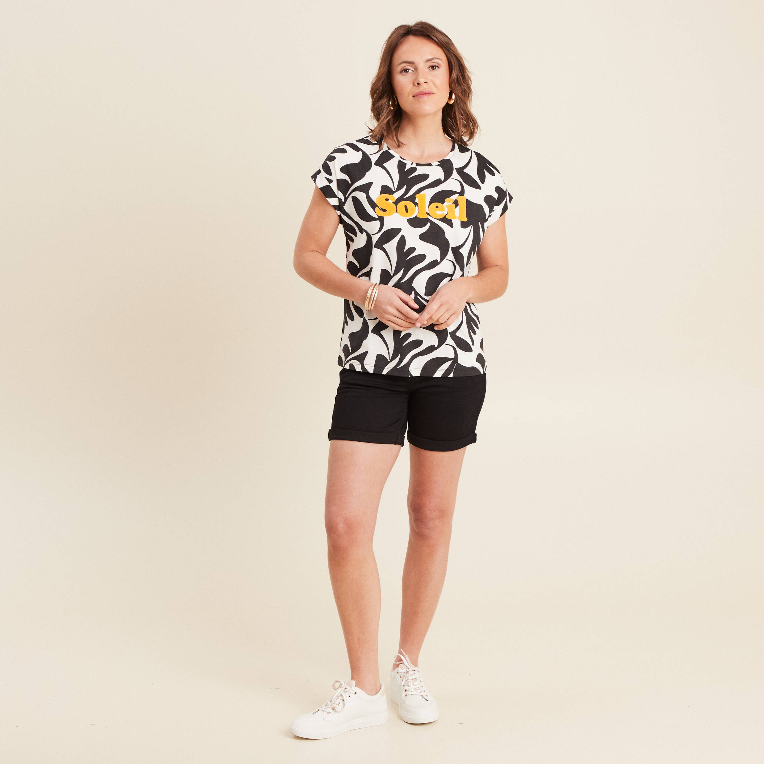 t shirt manches courtes noir femme T-shirt manches courtes noir femme