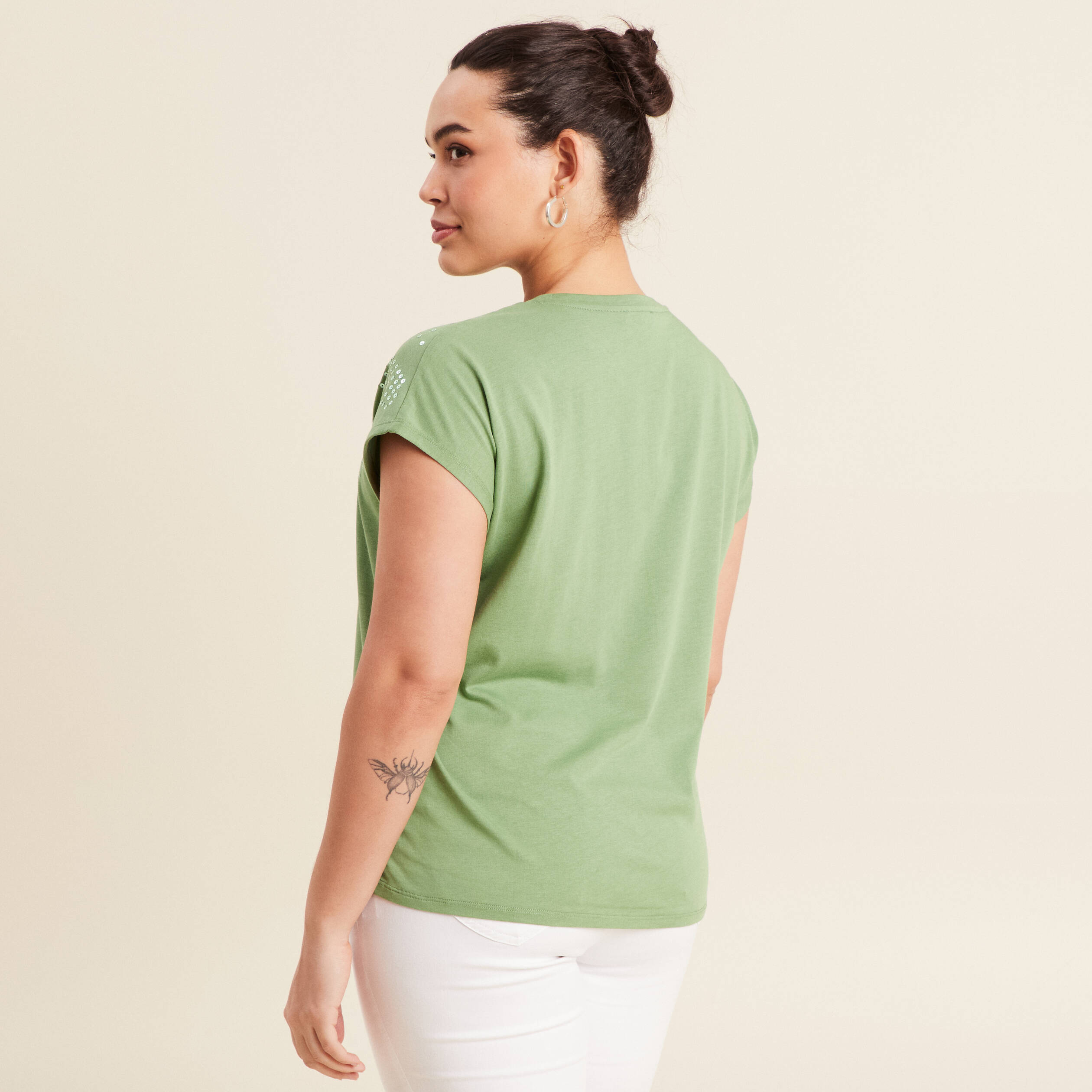 T-shirt manches courtes vert femme