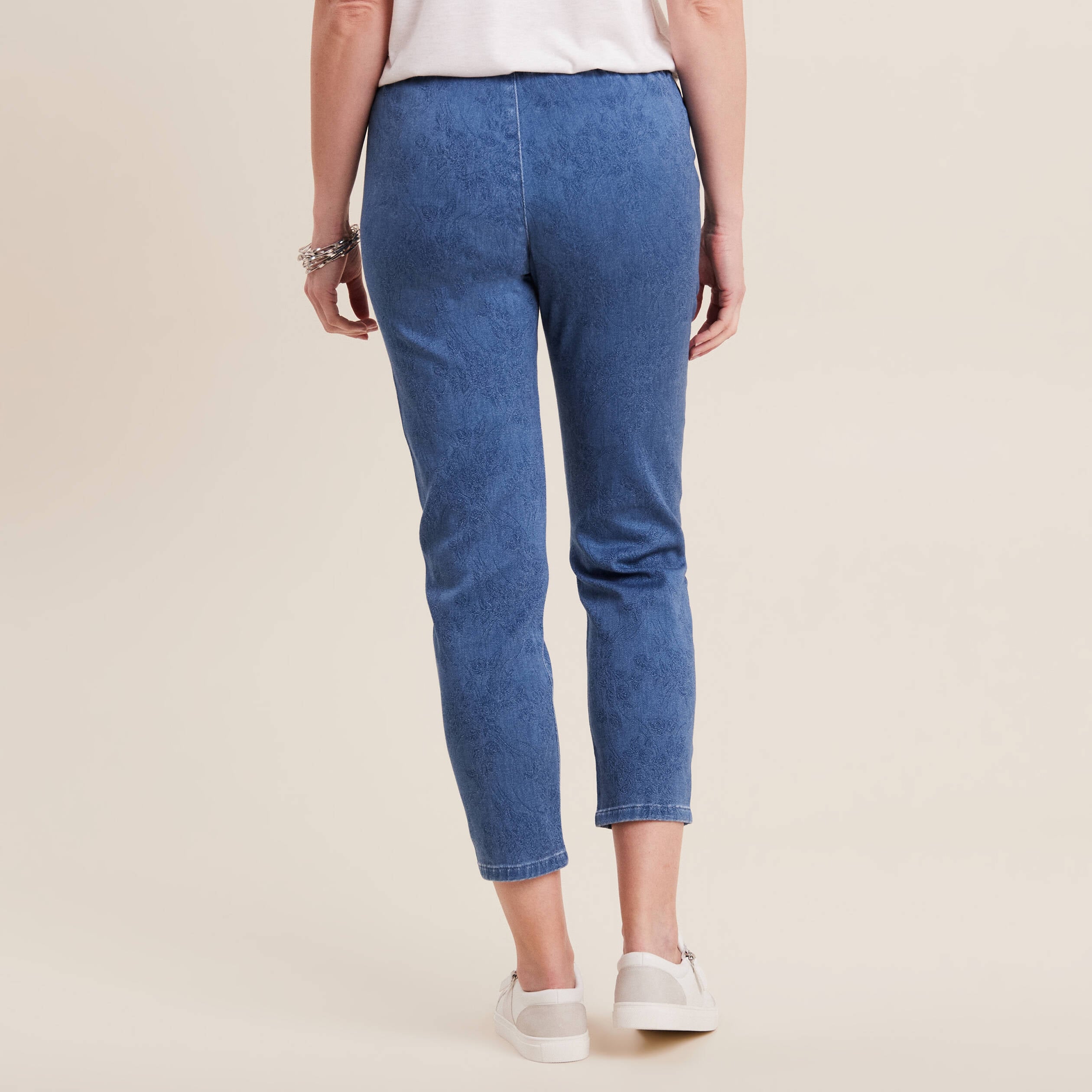 Jean carotte taille &eacute;lastiqu&eacute;e bleu ciel femme