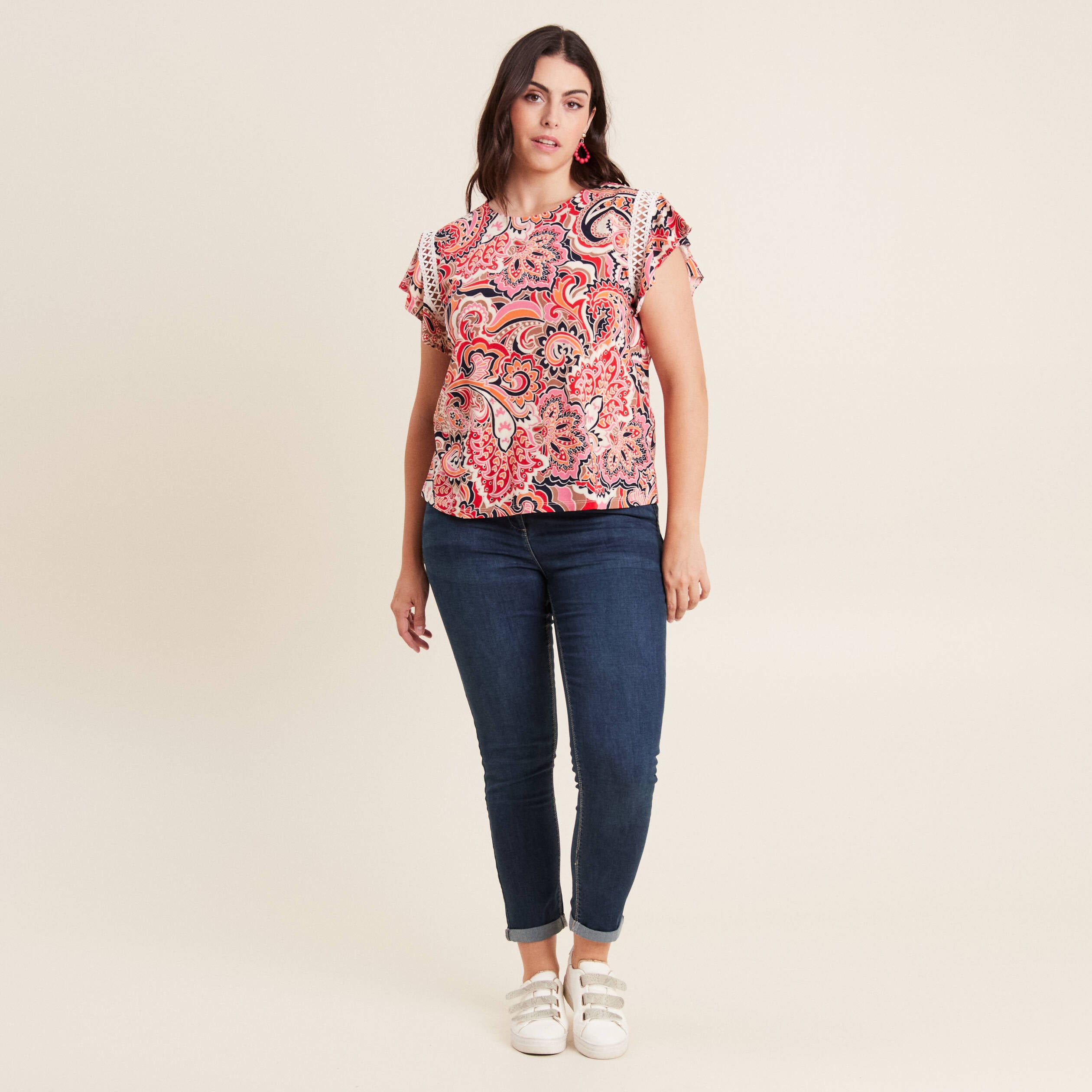 Jean coupe ajust&eacute;e 7/8&egrave;me denim brut femme
