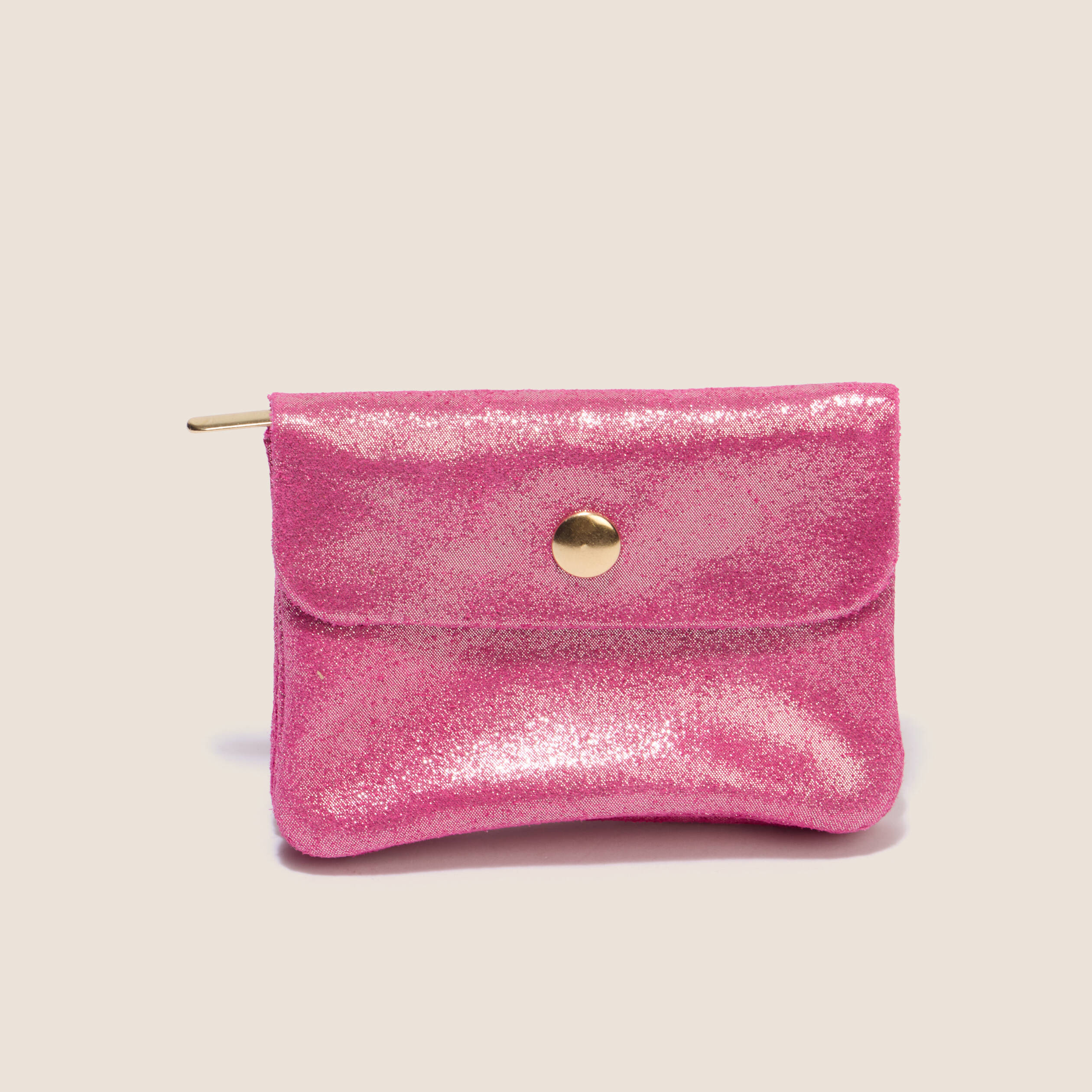 Porte-monnaie en cro&ucirc;te de cuir rose fushia femme
