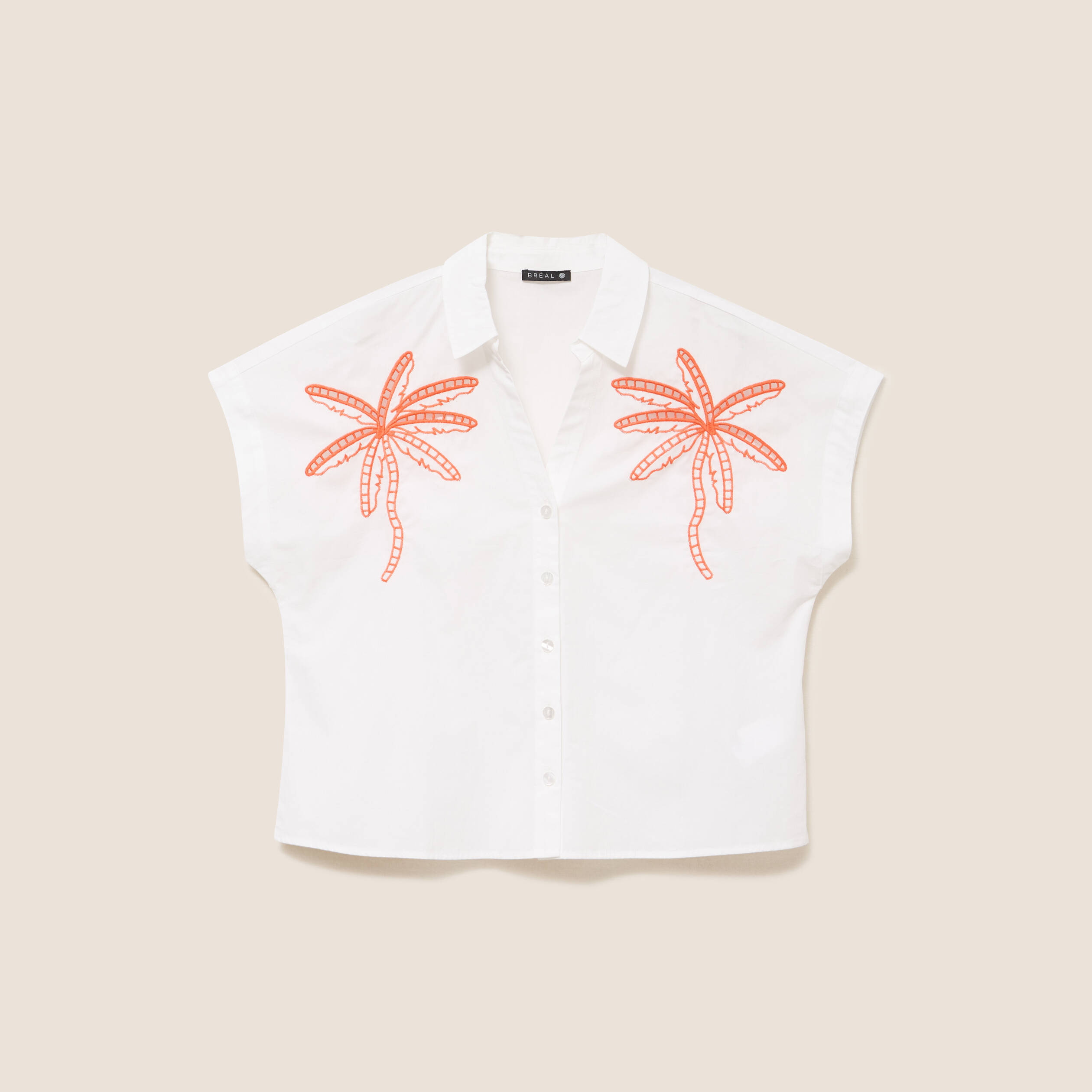 Chemise col chemise manches courtes blanc femme