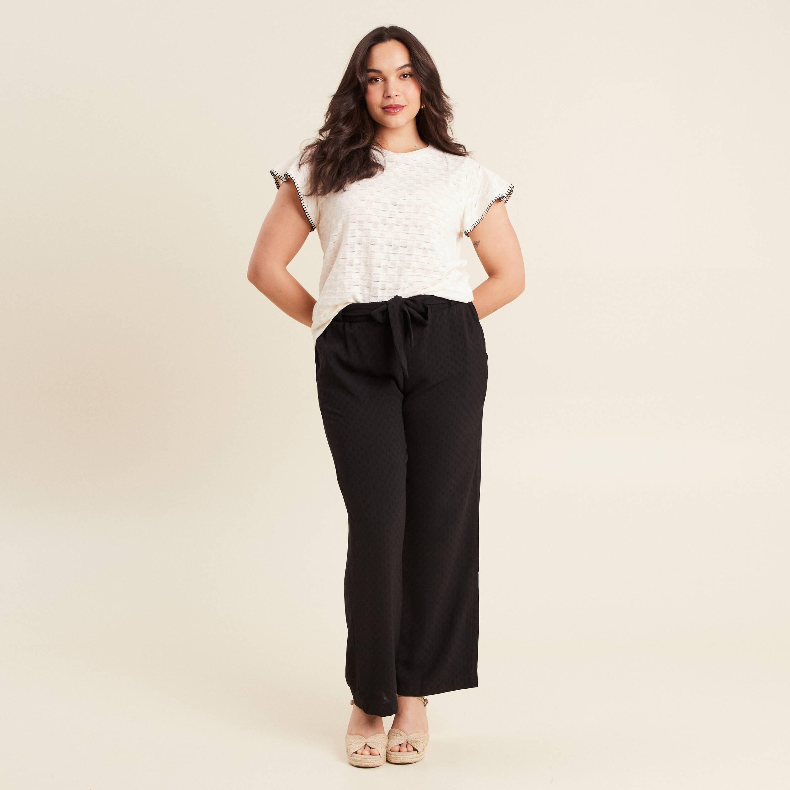 T-shirt manches courtes ecru femme