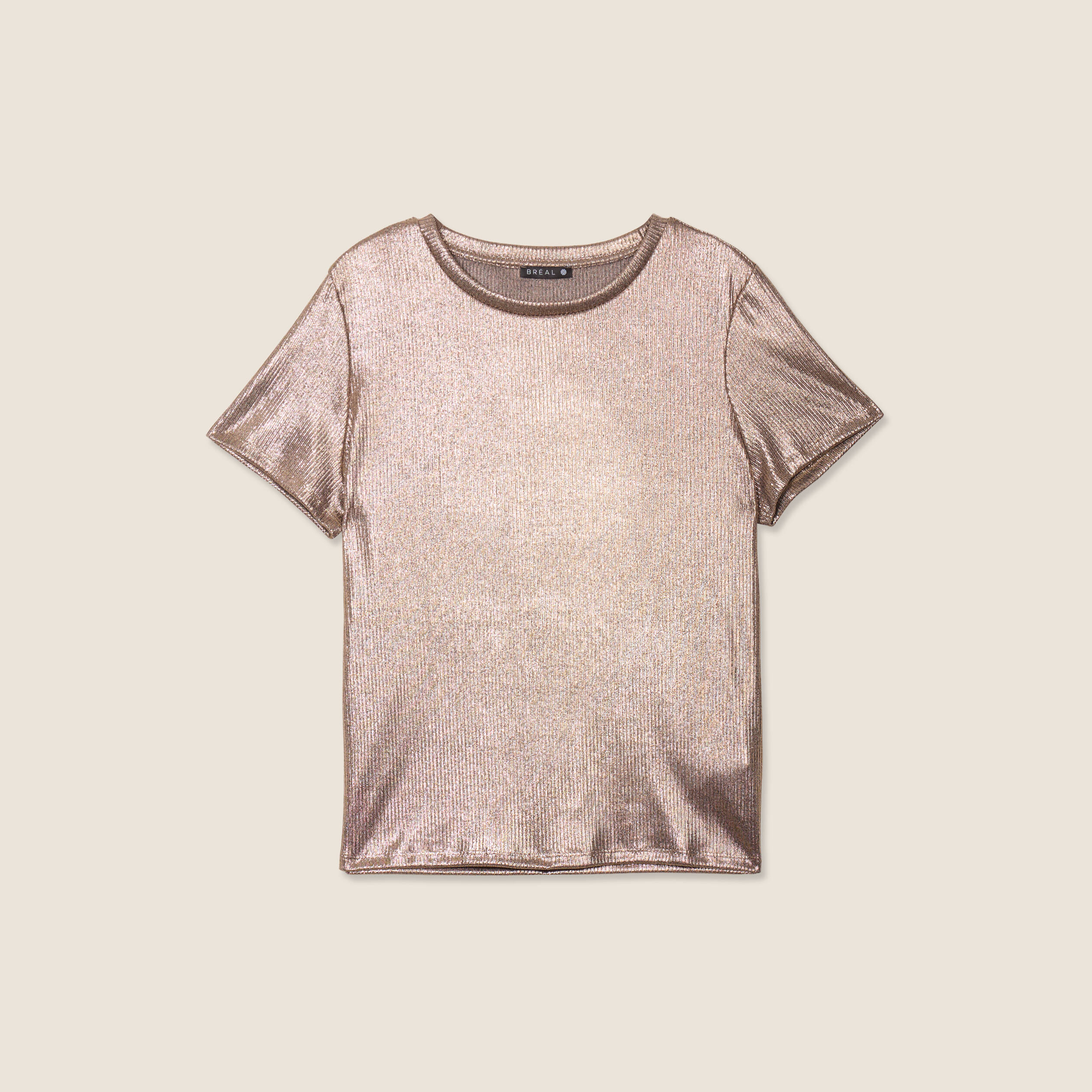 T-shirt manches courtes couleur cuivre femme