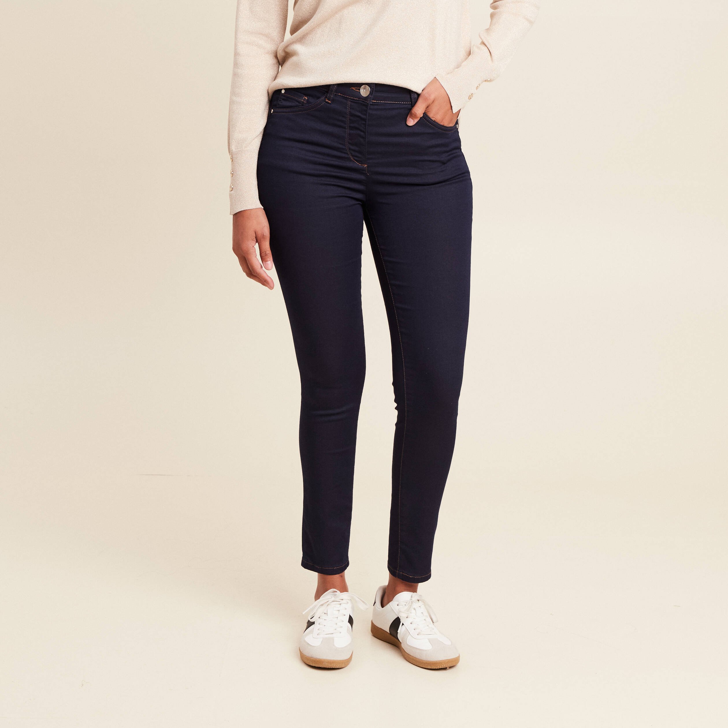 jeans leger taille standard 78eme denim brut femme Jeans léger taille standard 7/8ème denim brut femme