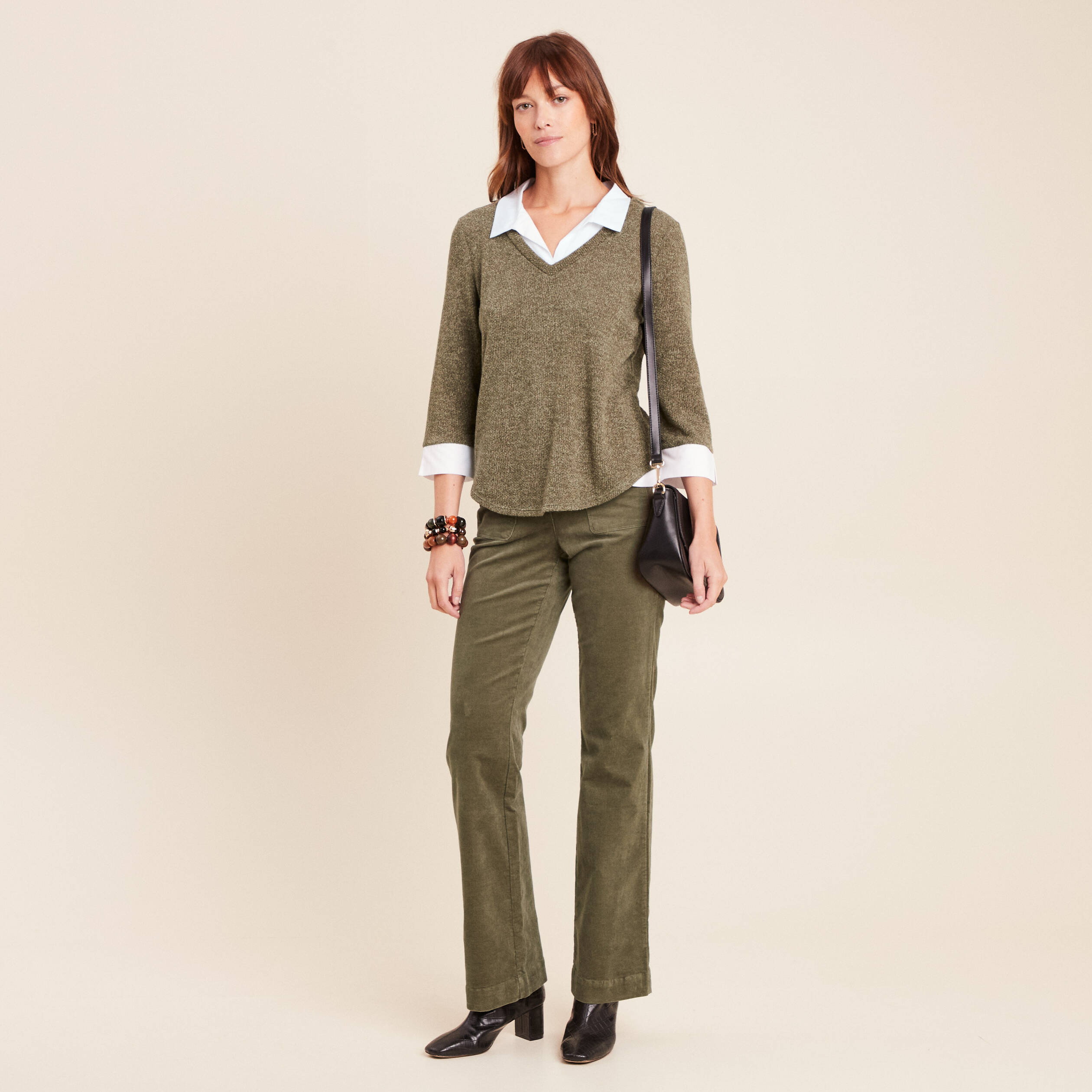 Pantalon barrel en velours - Rose pâle