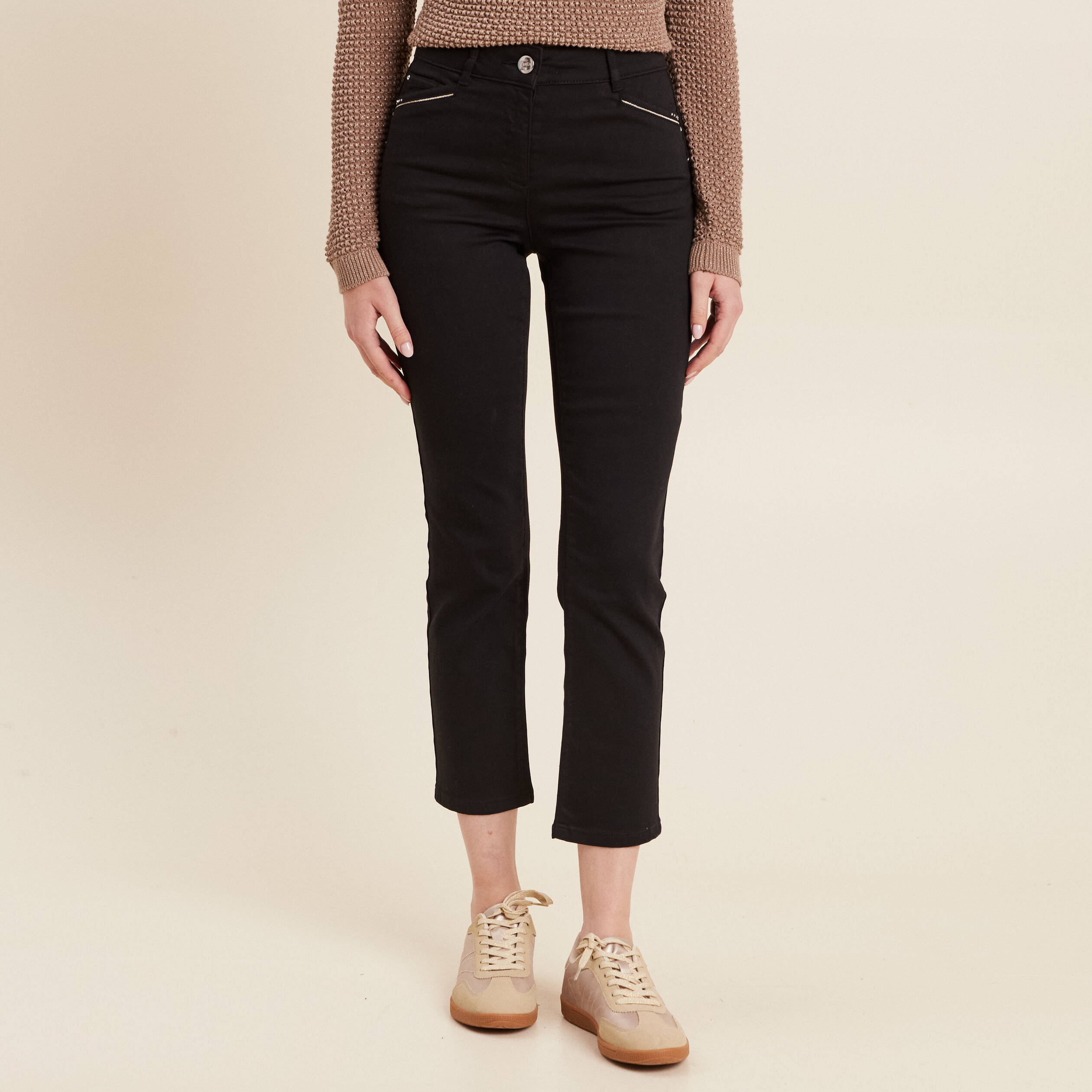 Pantalon droit 5 poches noir femme