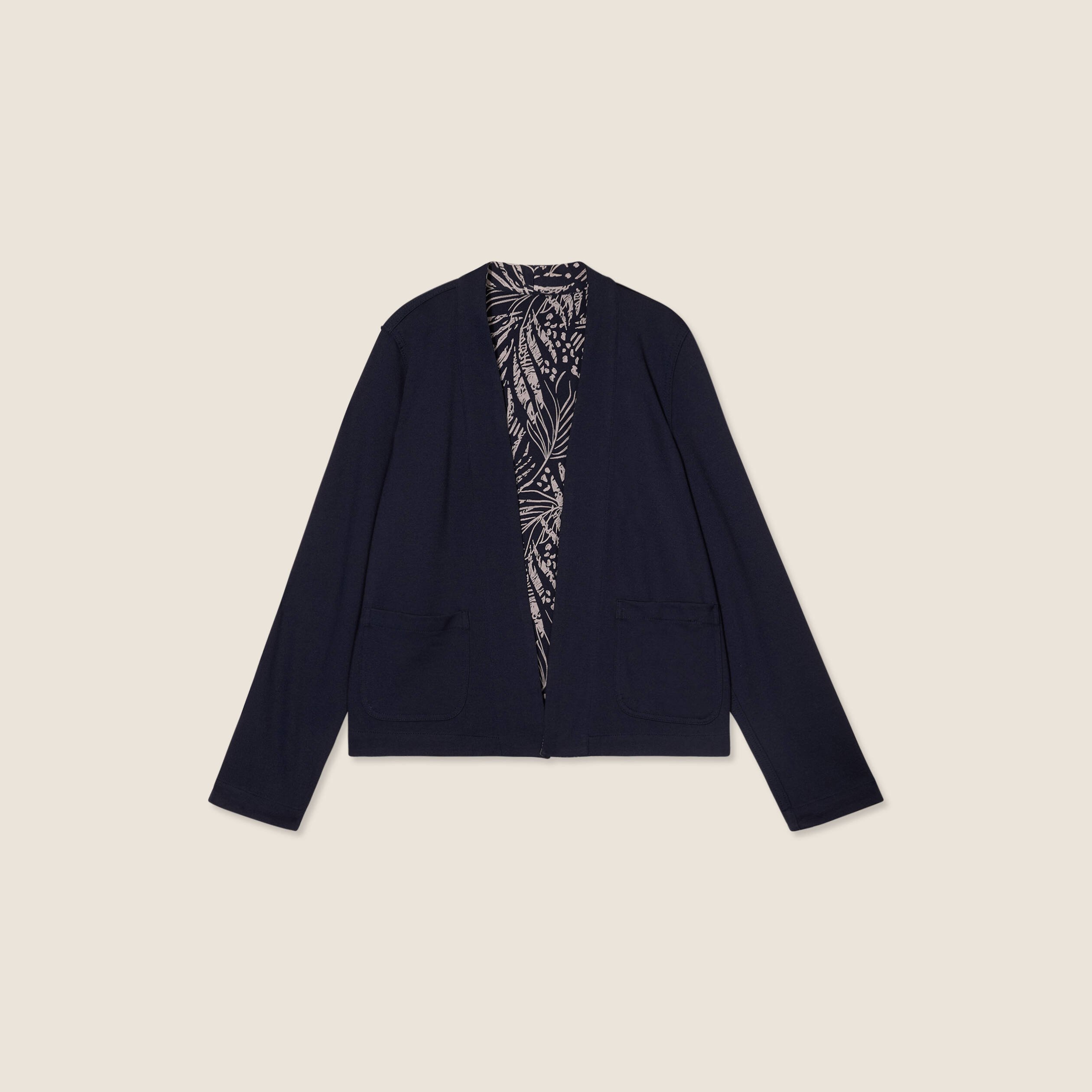 veste droite reversible bleu fonce femme Veste droite réversible bleu foncé femme